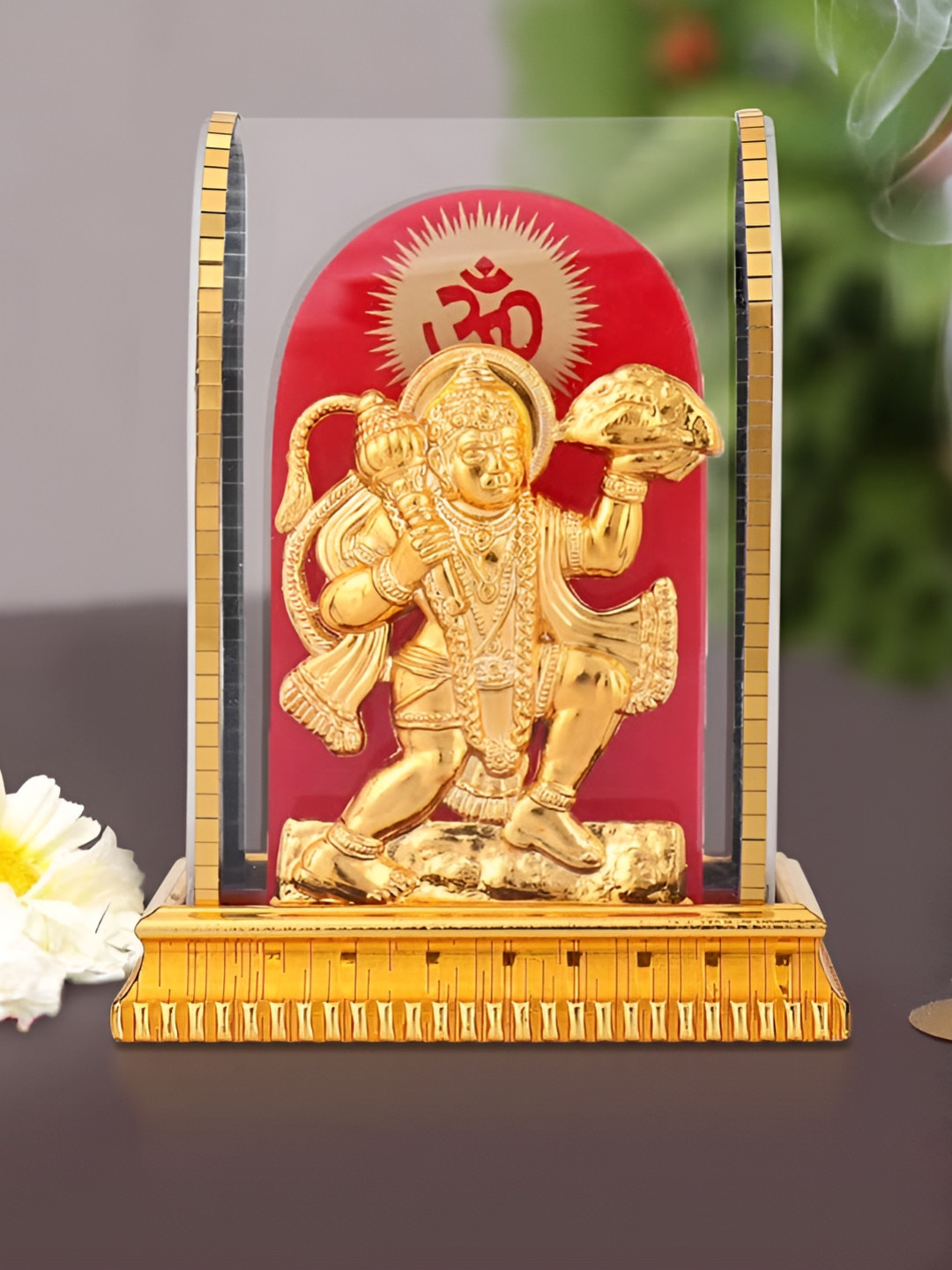 INTERNATIONAL GIFT Hanuman Gold Brass Metallic Prayer Room Small Showpiece - 6.1 Inches