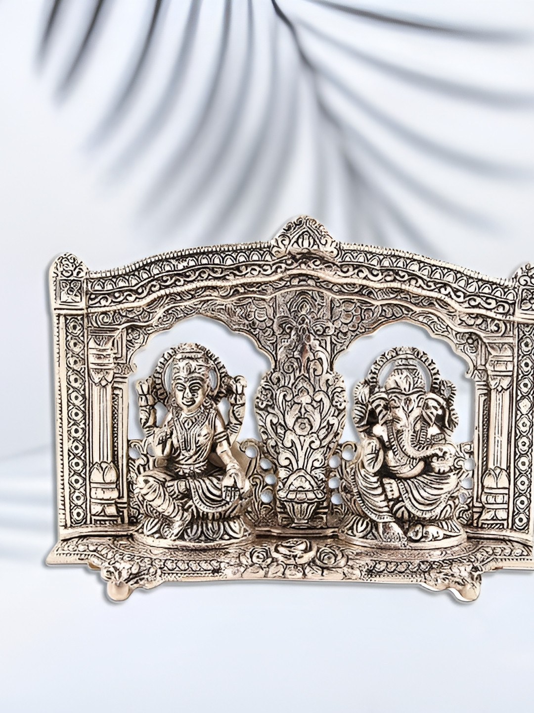 INTERNATIONAL GIFT Ganesh Silver Brass Metallic Prayer Room Small Showpiece - 1.8 Inches
