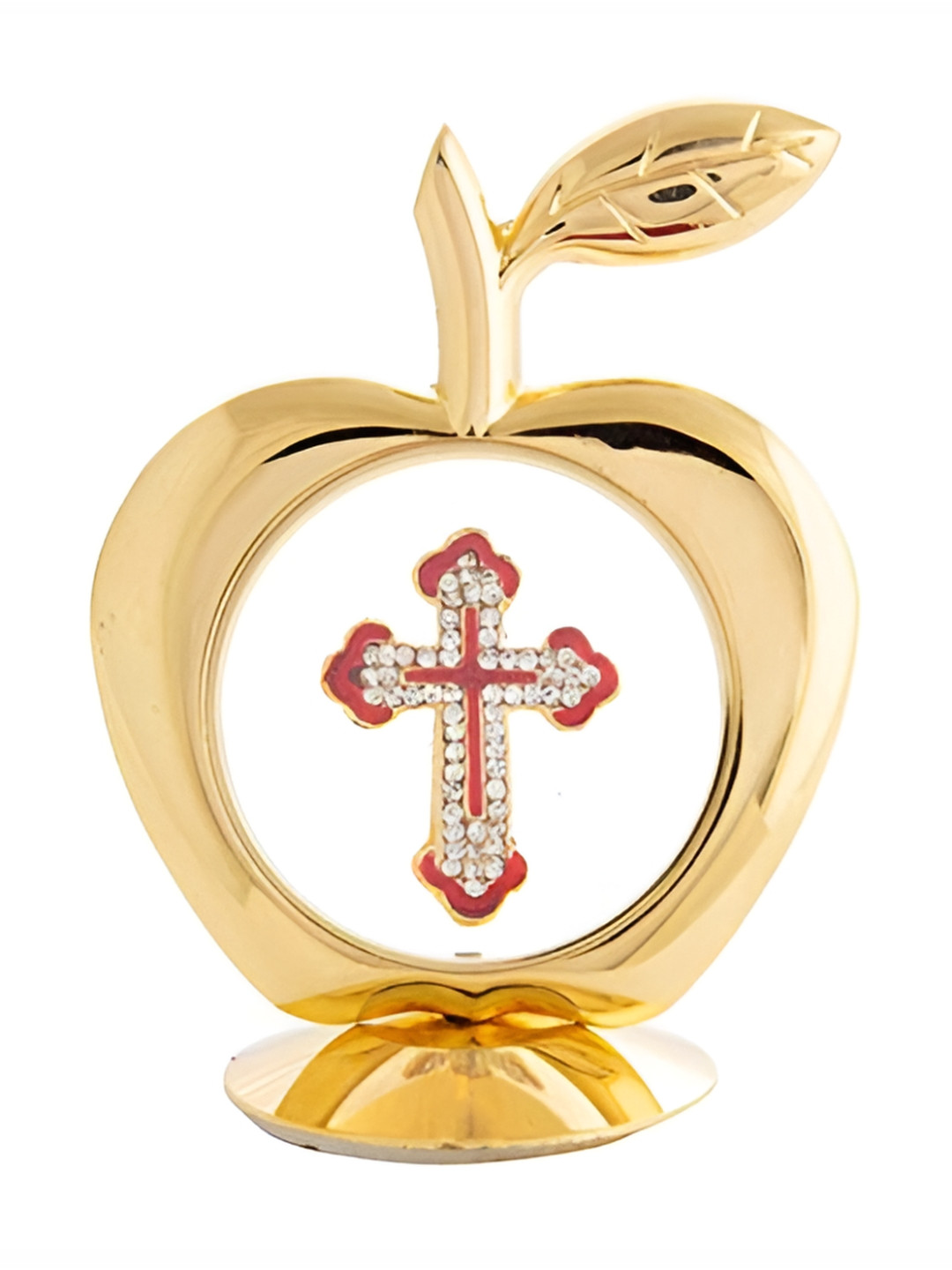 INTERNATIONAL GIFT Apple Shape Jesus Gold Brass Metallic Prayer Room Small Showpiece - 4.7 Inches