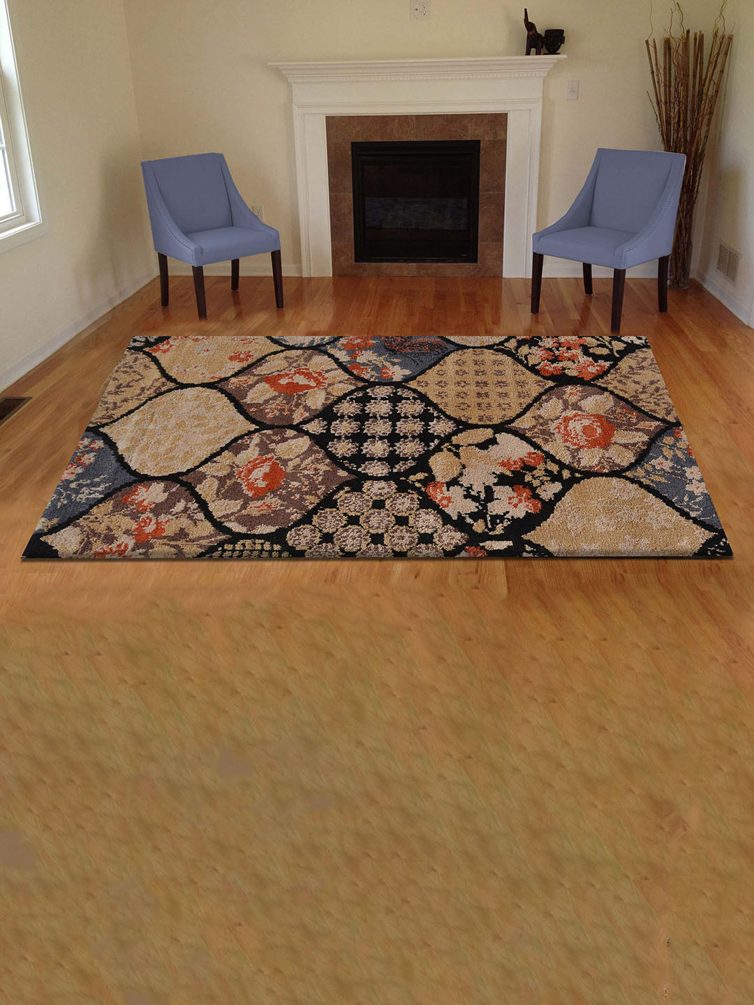 PRESTO Black & Grey Abstract Rectangular Carpets