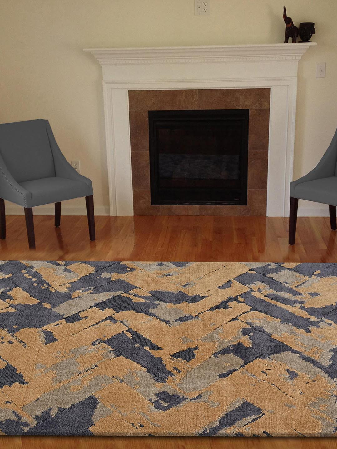 PRESTO Brown & Grey Abstract Rectangular Floor Carpet