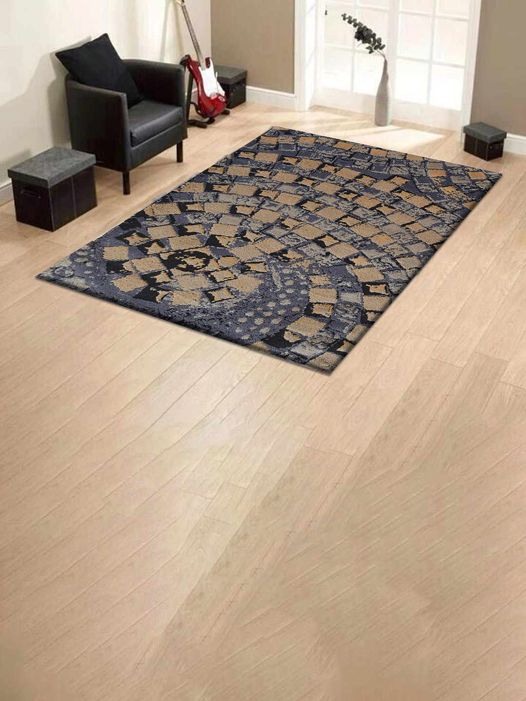 PRESTO Grey Abstract Rectangular Carpet