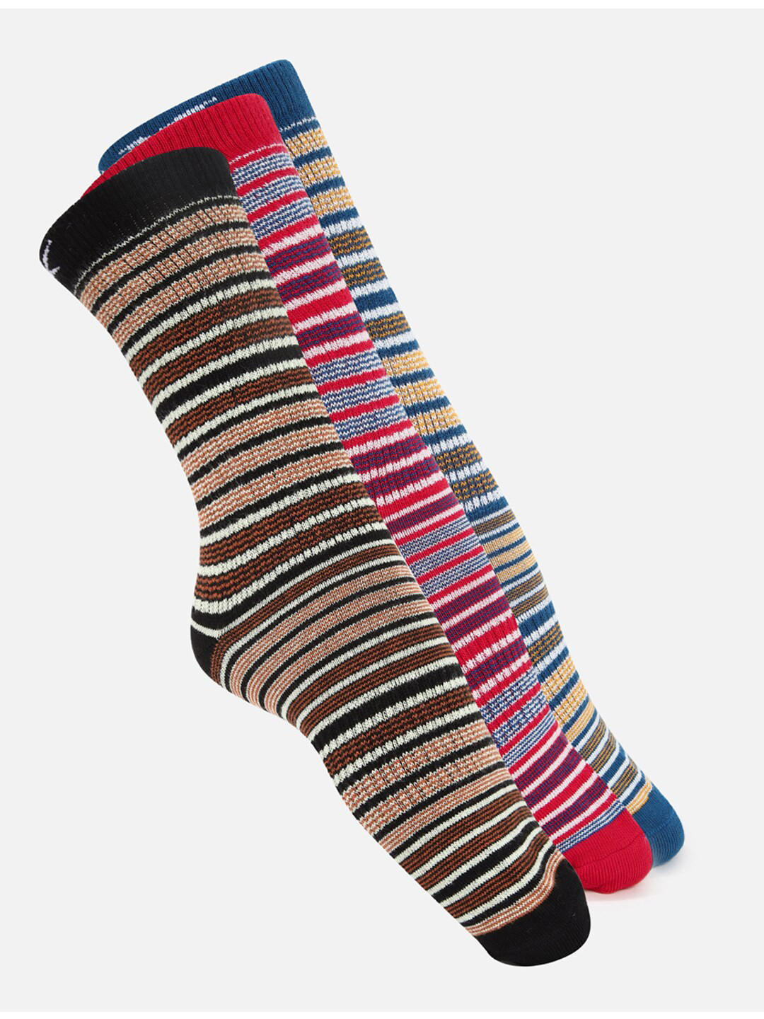 Reebok Unisex Pack Of 3 Striped Calf-Length Socks