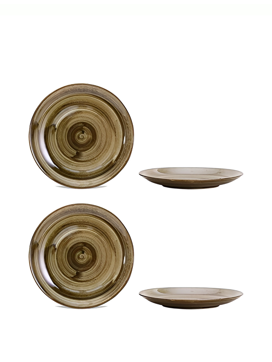 Caffeine Brown Printed Ceramic Matte Finished Dinnerware