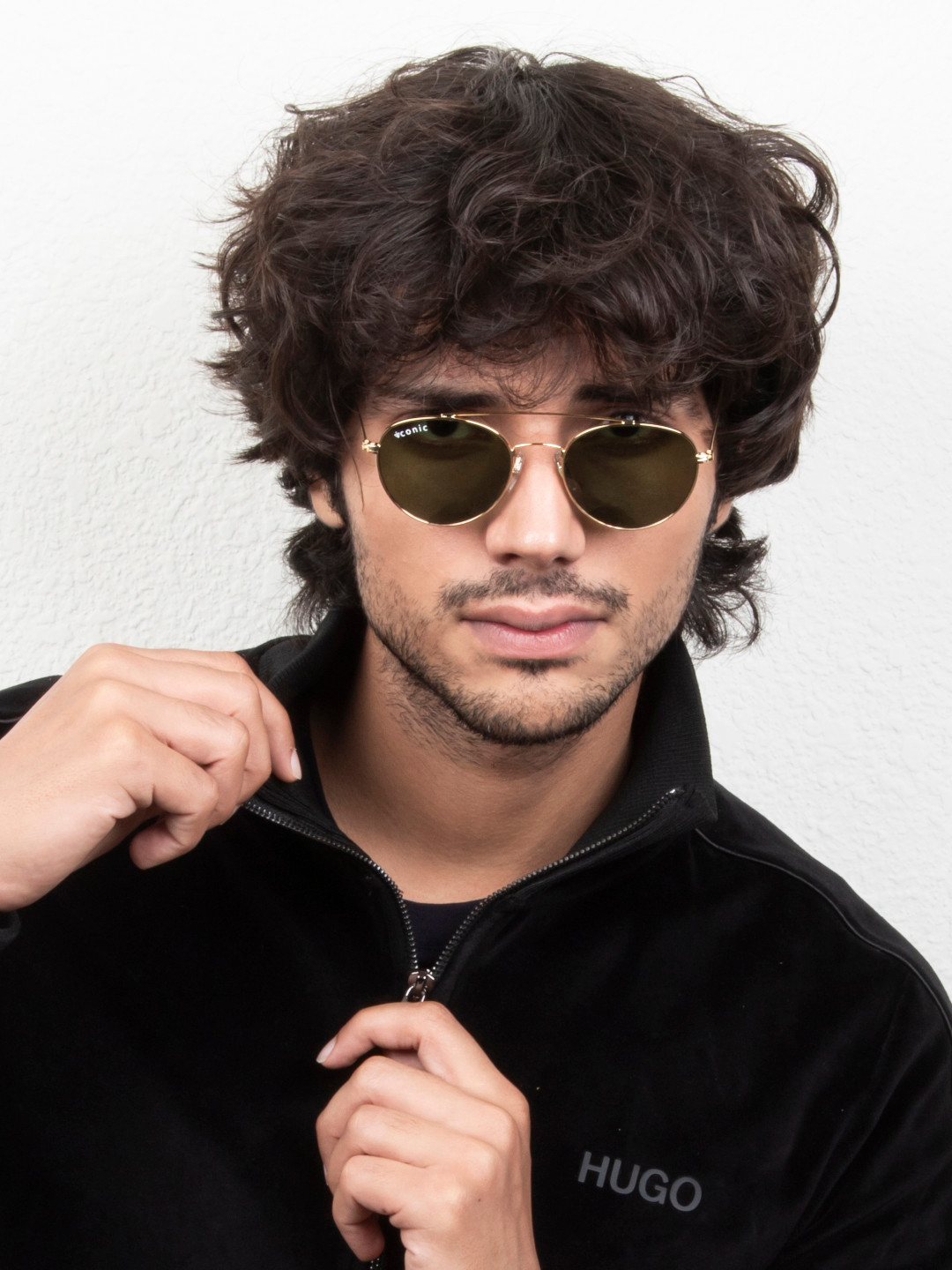 Ted Smith Unisex Gold-Green Aviator Sunglasses With UV Protected Glass Lens