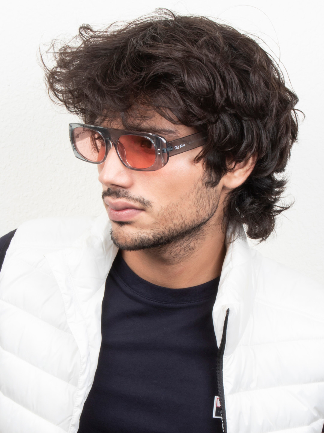 Ted Smith Unisex Grey-Brown Aesthetic Square Sunglasses With Polarized Lens