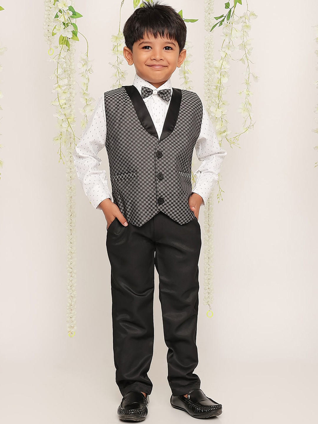 KID1 Boys 4-Piece Checked Single-Breasted Party Suit