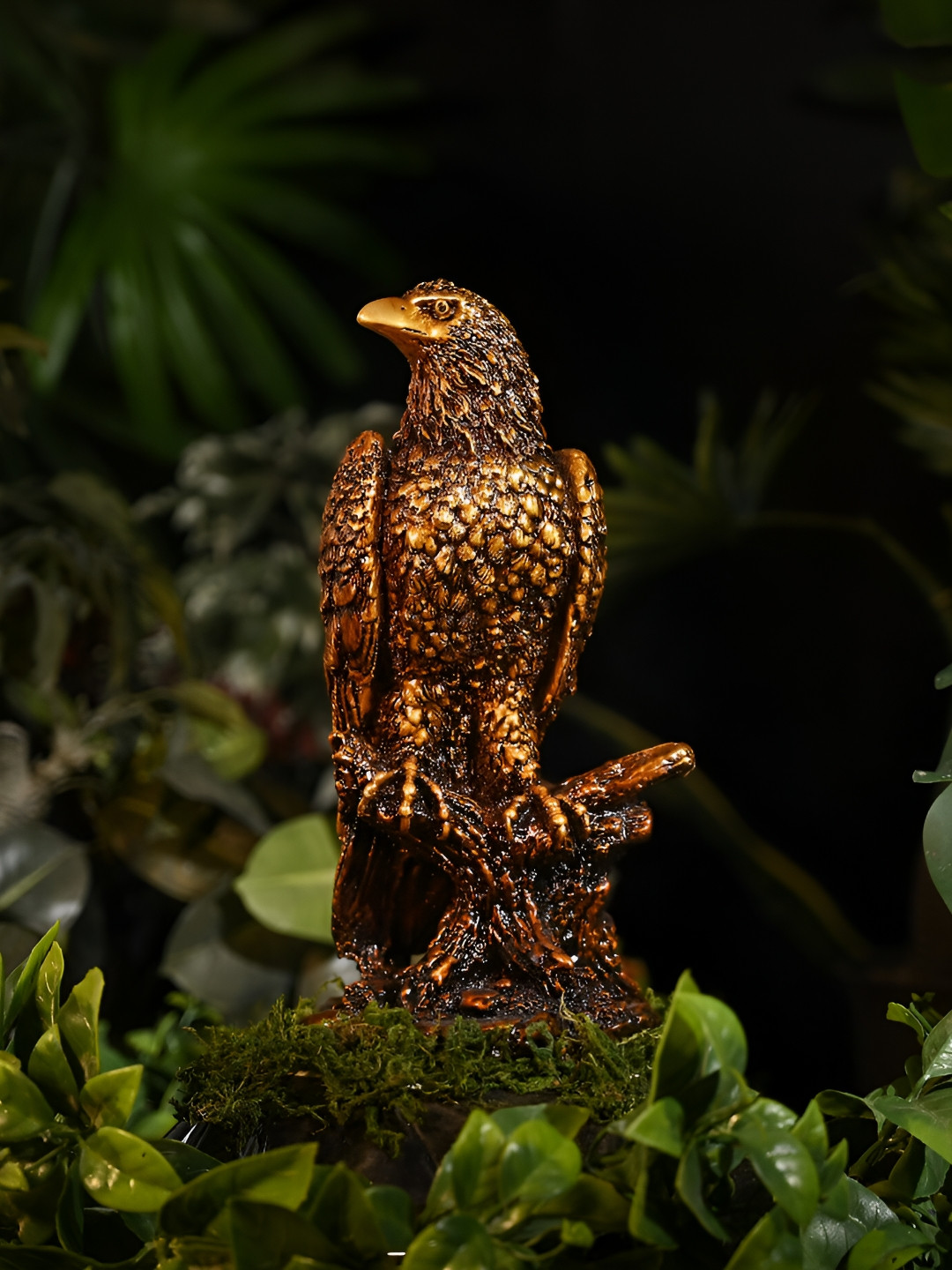 Artarium LLP Mighty Eagle Brown Polyresin Glossy Living Room Tiny Showpiece - 8.6 Inches