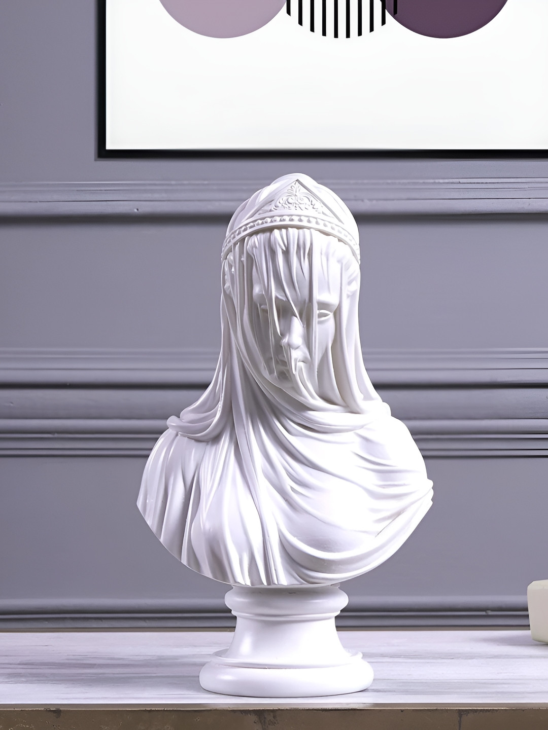 Artarium LLP Pardanashin White Polyresin Natural Living Room Medium Showpiece - 9 Inches