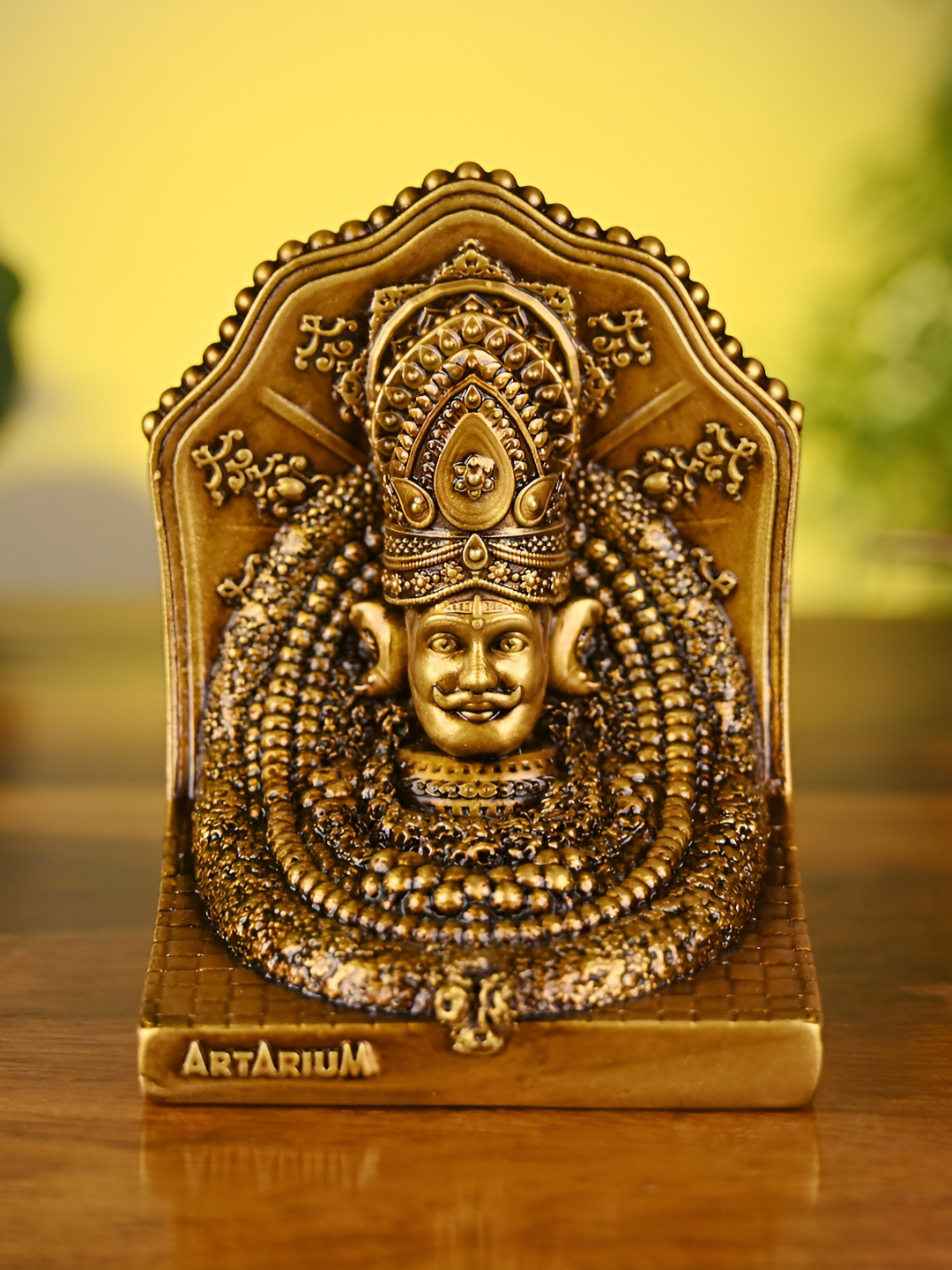 Artarium LLP Dashboard Khatu Shyam Brown Polyresin Natural Prayer Room Medium Showpiece - 3.9 Inches