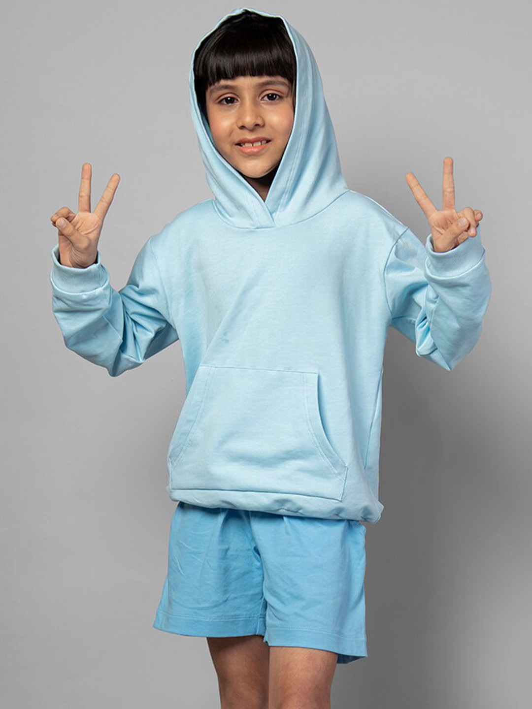 ZIP ZAP ZOOP Girls Hooded Pure Cotton T-shirt With Shorts