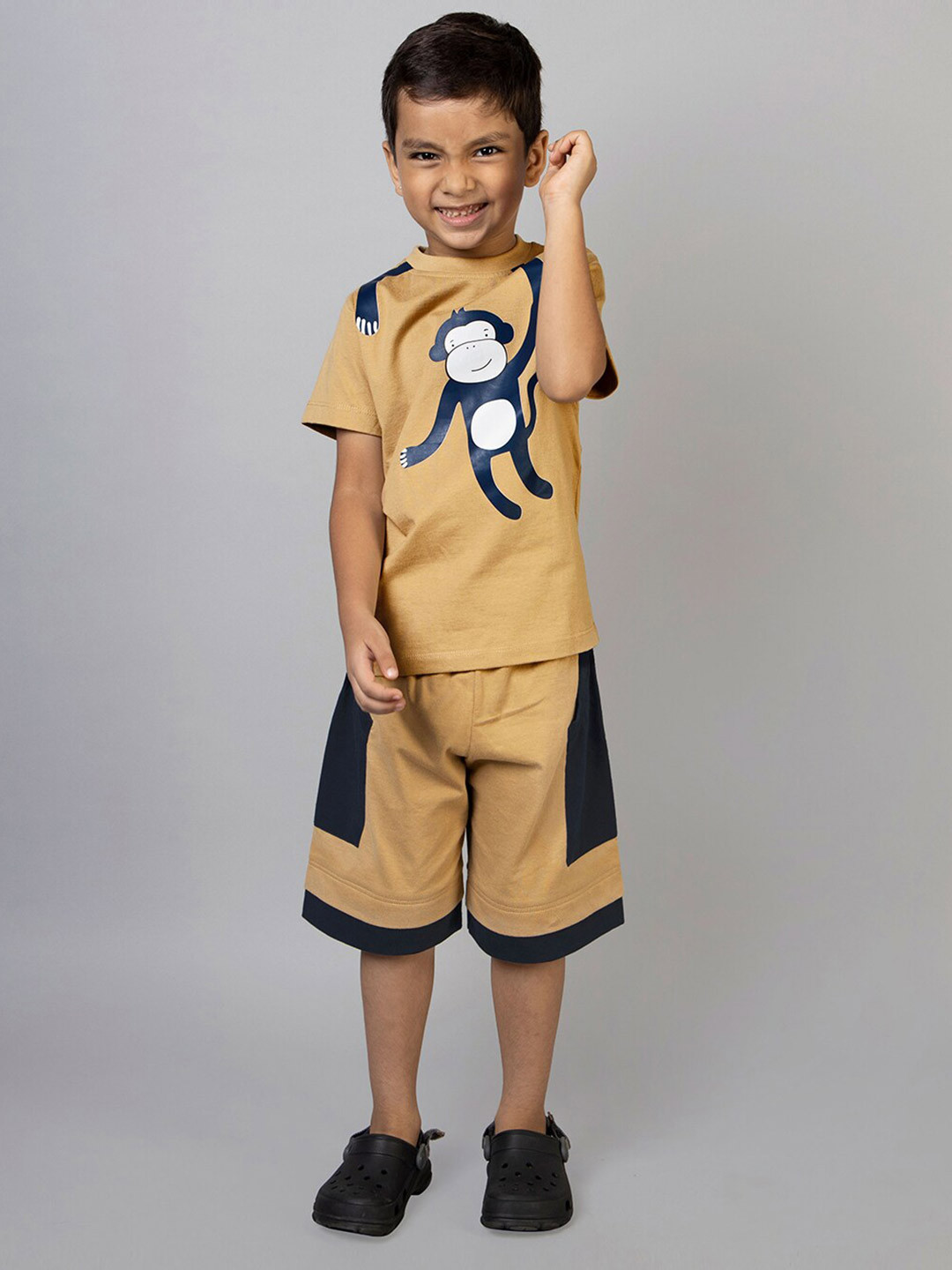 ZIP ZAP ZOOP Boys Printed Pure Cotton T-shirt With Shorts