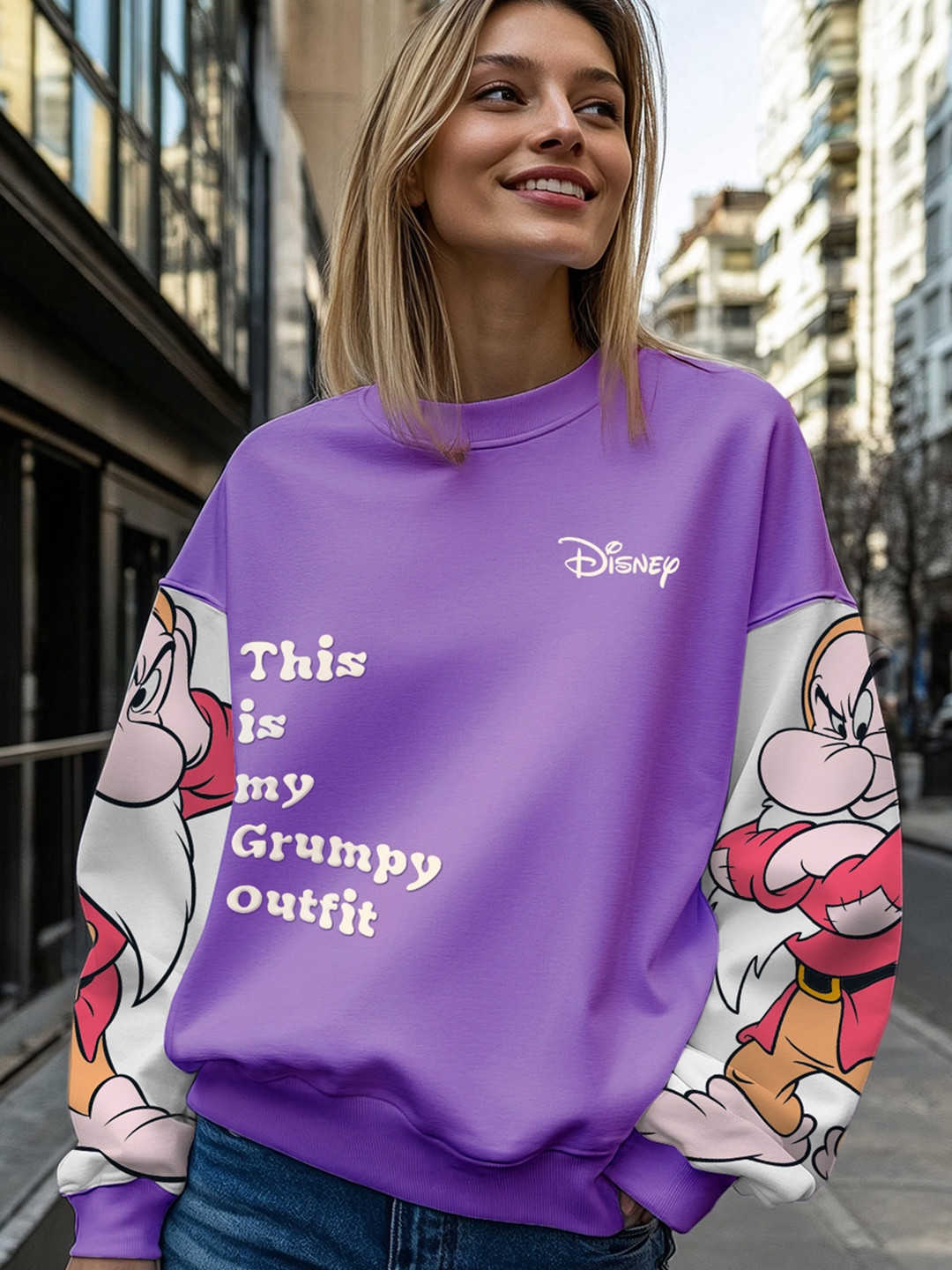 Bewakoof Disney Printed Oversized Cotton Pullover Sweatshirt