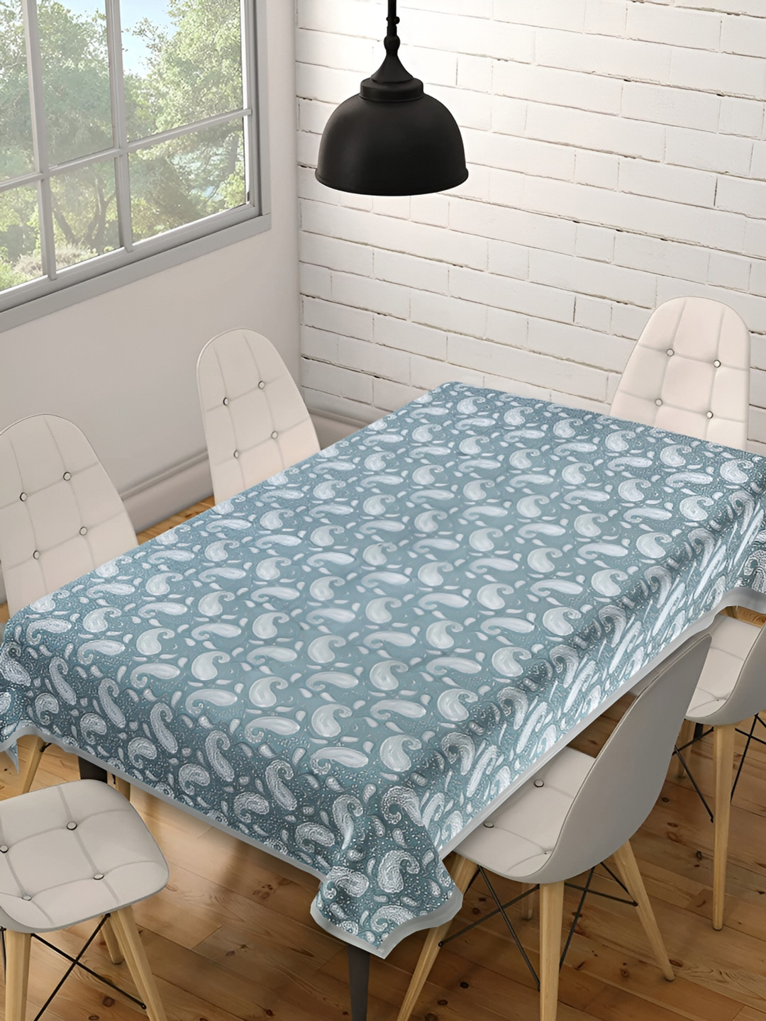 Texstylers Grey Anti-Slip Cotton 6-Seater Rectangular Table Cover