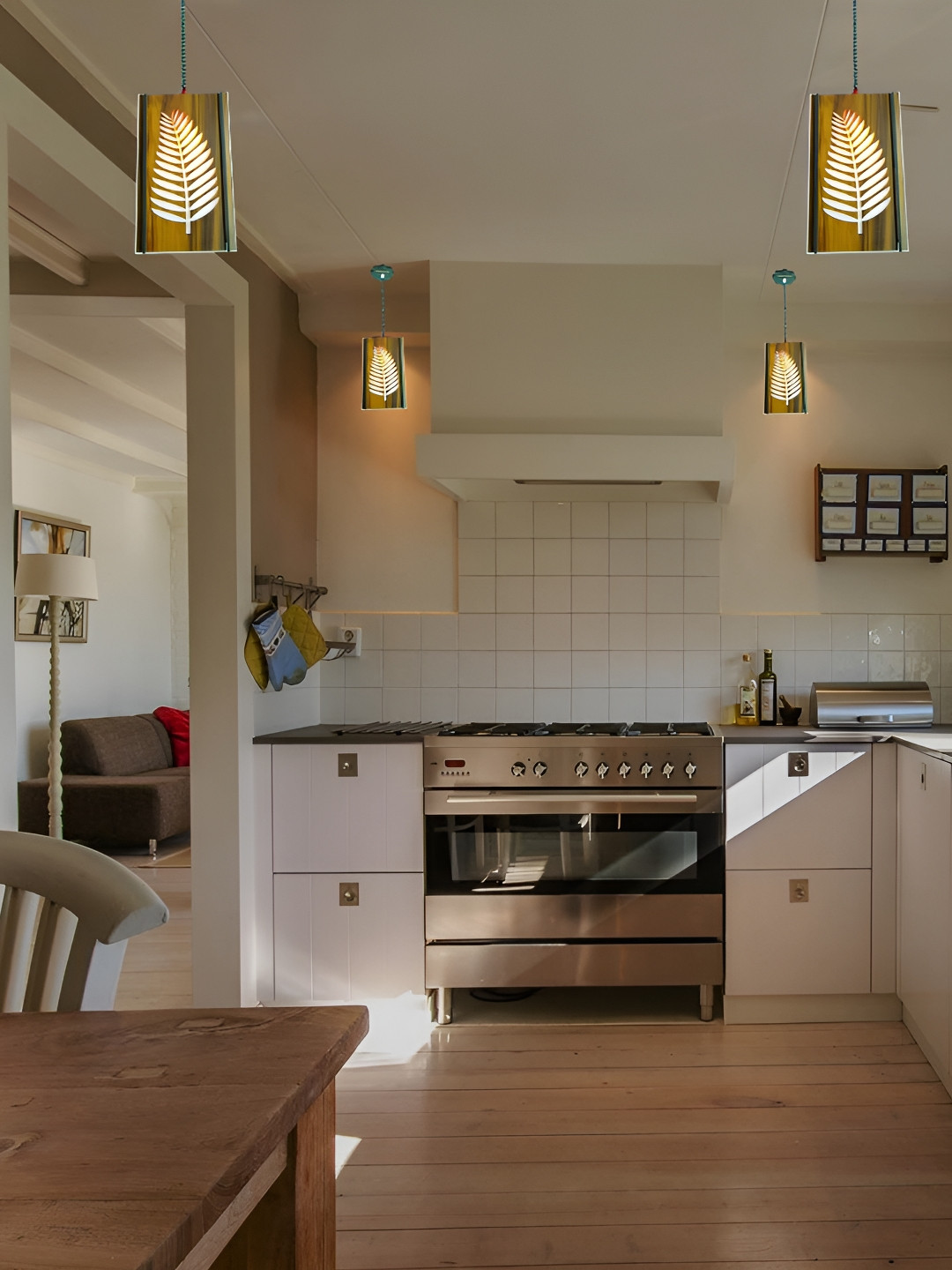 US DZIRE Brown  Sweet Leaf  Textured Traditional Wooden Ceiling Lamp