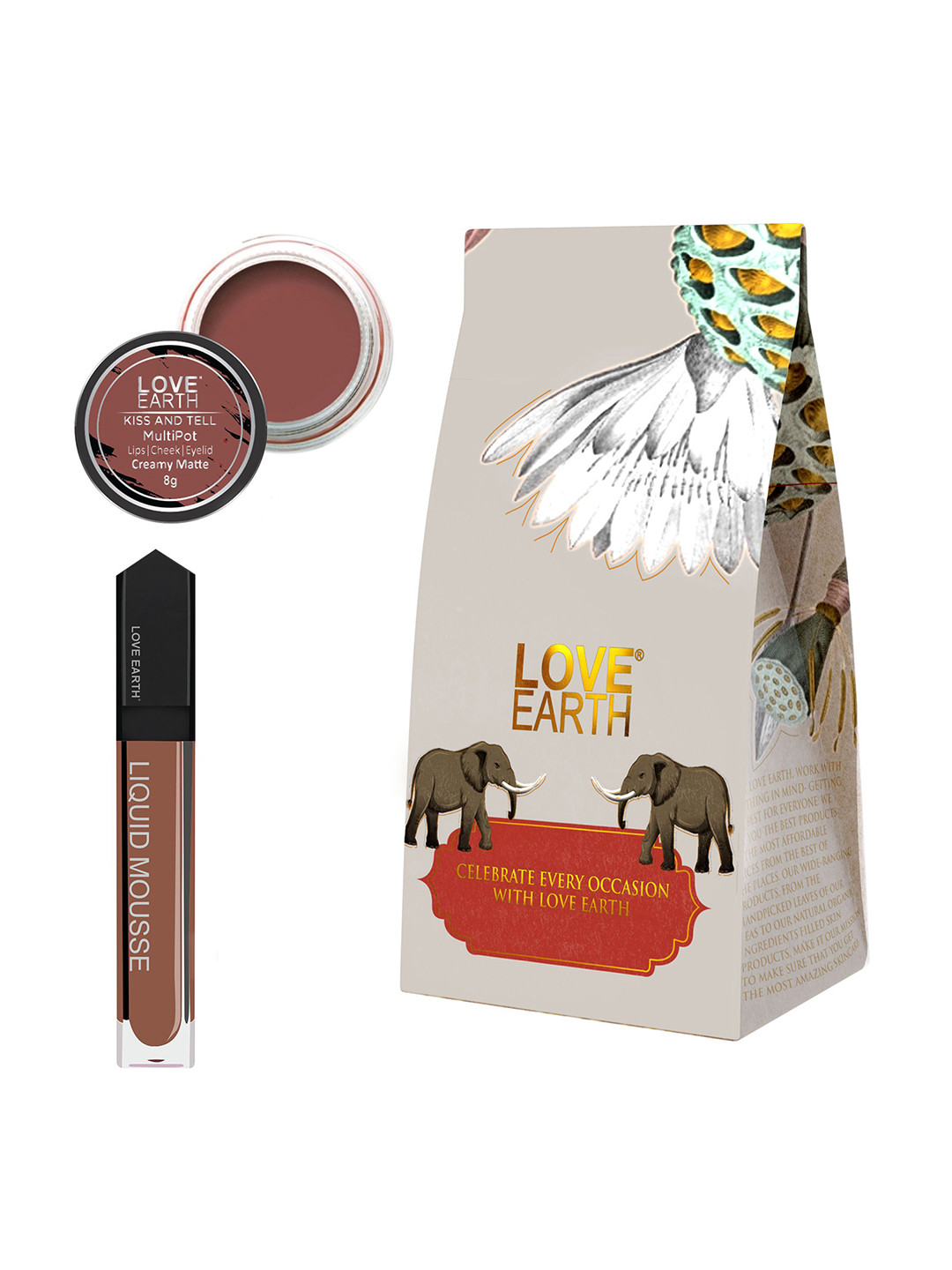 LOVE EARTH Liquid Mousse Matte Lipstick Festive Combo - 6ml-Lip Tint & Cheek Tint  - 8g