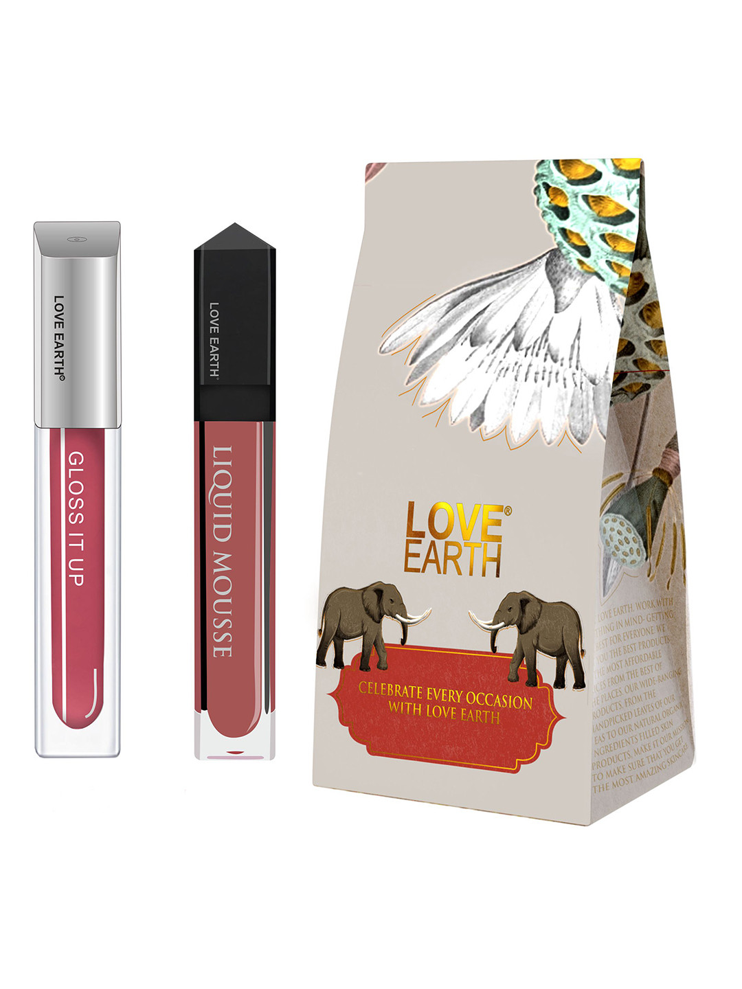LOVE EARTH Liquid Mousse Matte Lipstick Festive Combo - 6ml-Gloss It Up Lip Gloss - 3ml