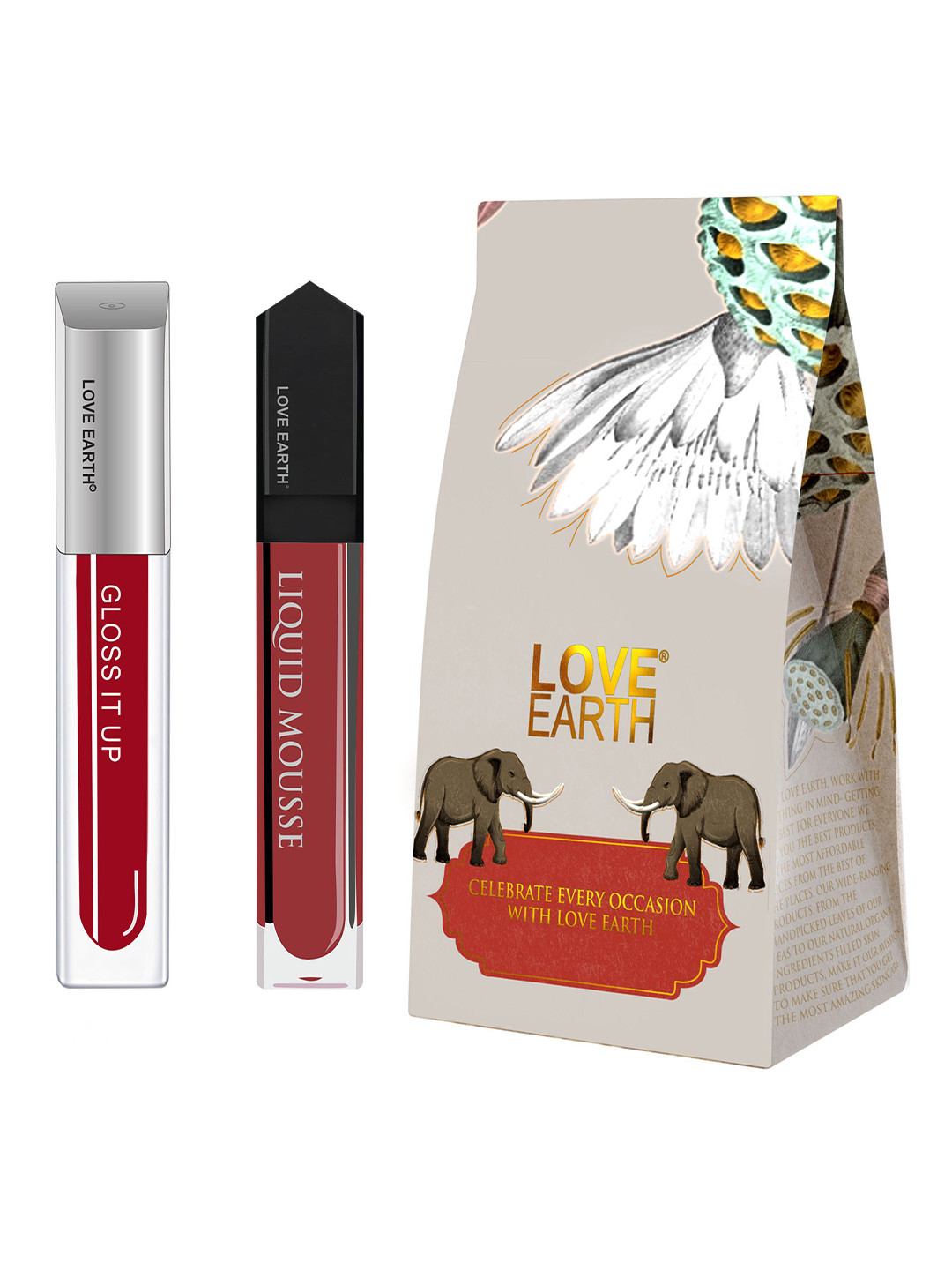 LOVE EARTH Liquid Mousse Matte Lipstick Festive Combo - 6ml-Gloss It Up Lip Gloss - 3ml