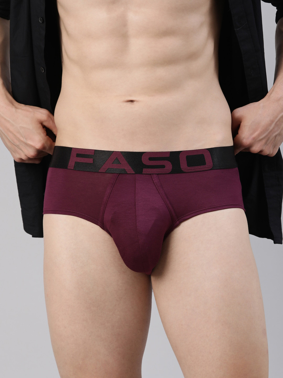 FASO Mid-Rise Basic Briefs FA3014-SQ-BURGUNDY