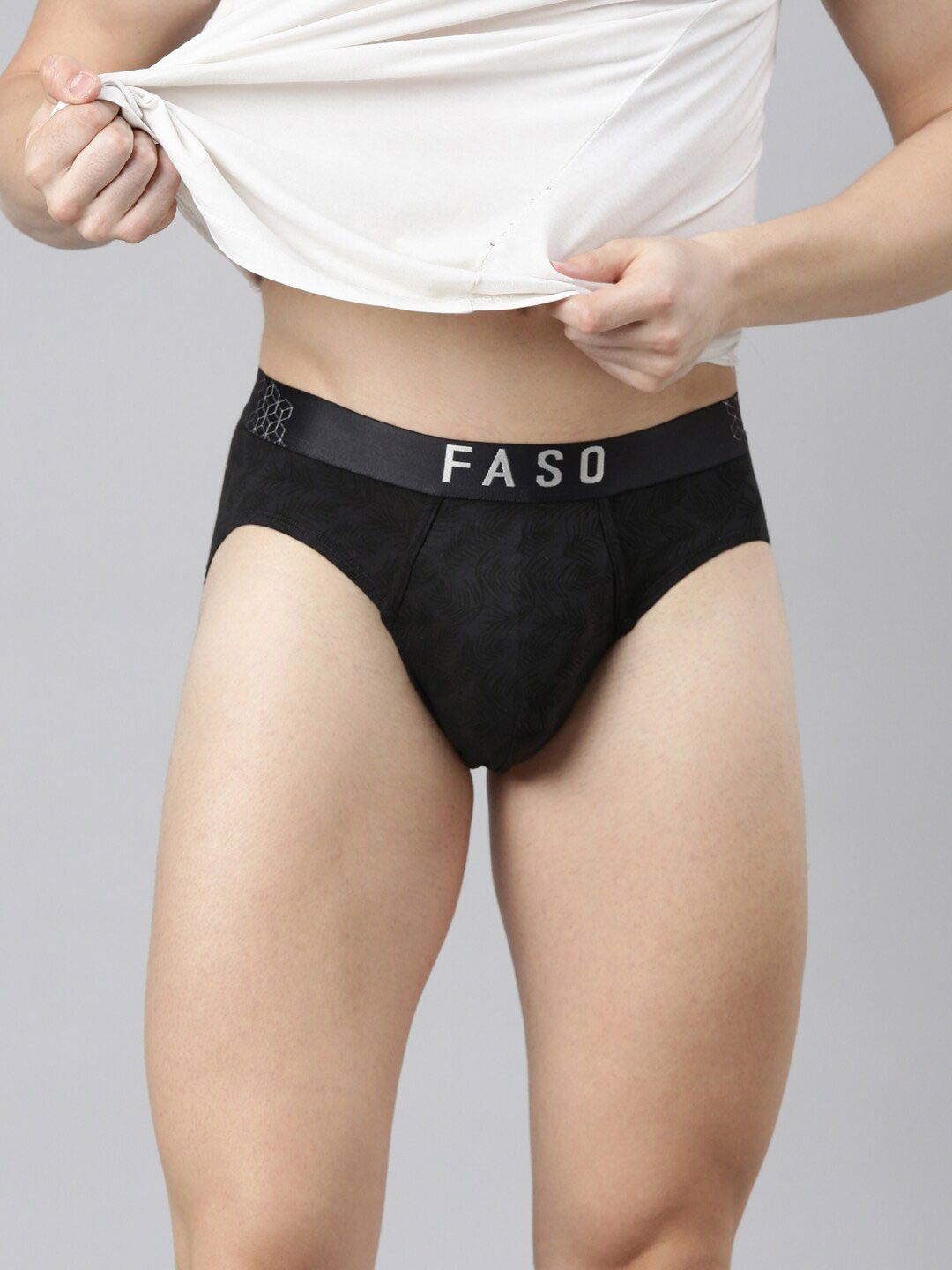 FASO Floral Printed Mid-Rise Organic Cotton Briefs FS3004-SQ-BLUEGRAPHITE