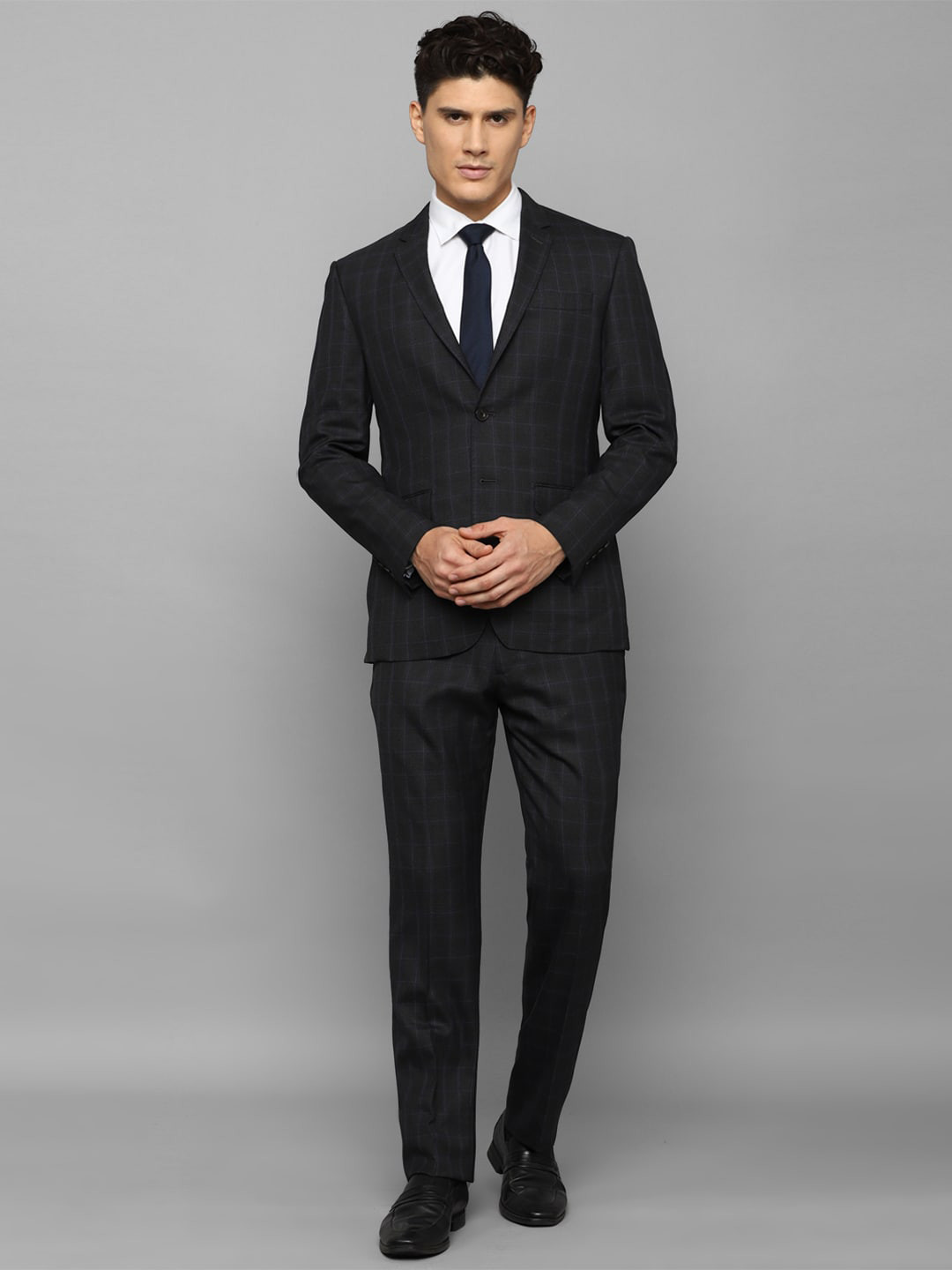 Luxure by Louis Philippe 2-Piece Checked Single-Breasted Slim Fit Pure Woollen Formal Suit