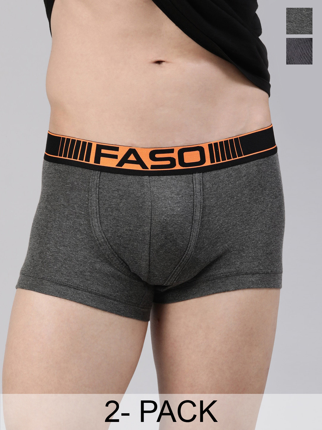FASO Pack Of 2 Printed Cotton Ultrasoft Trunk FA1502-SQ-CHARCOL-ASPHALT