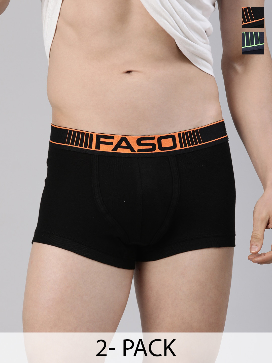 FASO Pack Of 2 Printed Cotton Ultrasoft Trunk FA1502-SQ-NAVY-CHESABLU