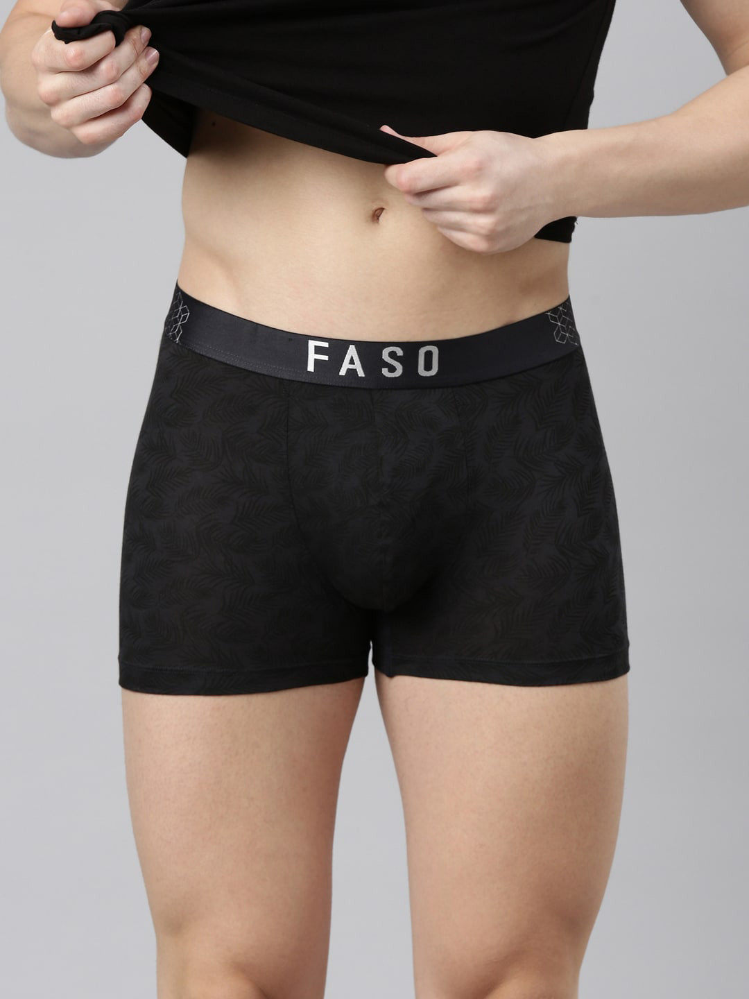 FASO Printed Oragnic Cotton Breathability Trunks FS3007-SQ-BLUEGRAPHITE