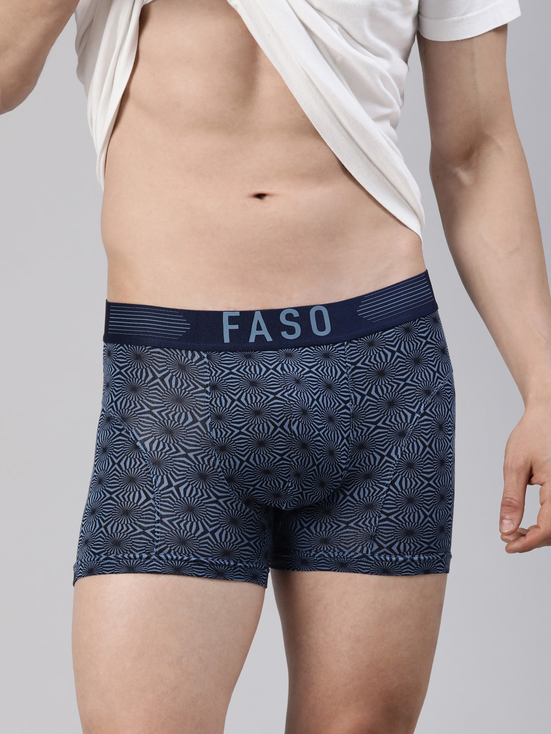 FASO Illusion Printed Trunks FT7002-SQ-RIVERSIDE