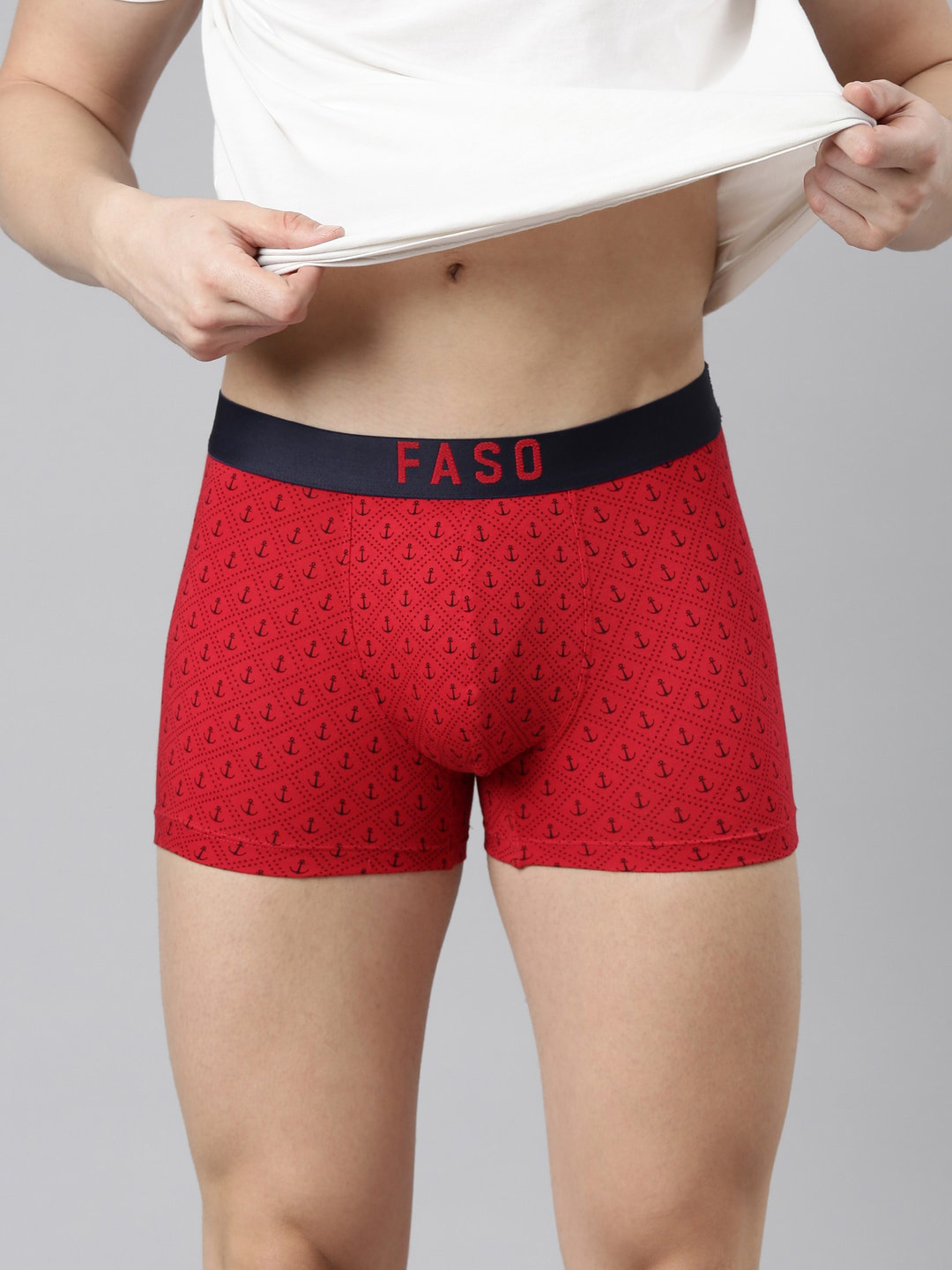FASO Printed Organic Cotton Trunks FS2009-SQ-RACINGRED1