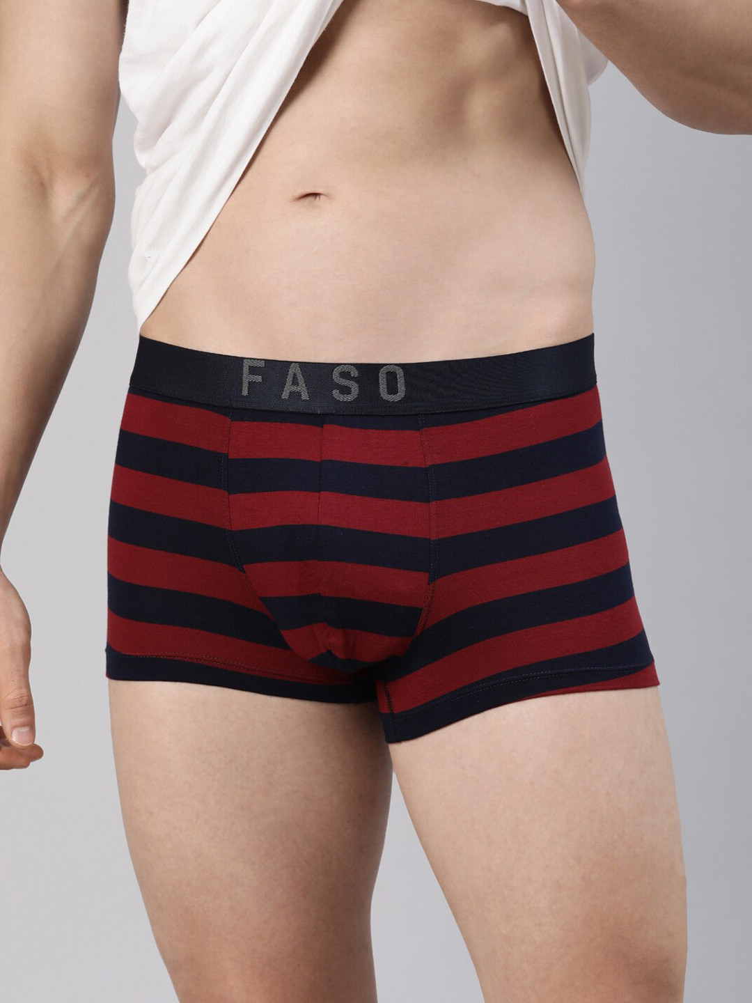 FASO Striped Organic Cotton Trunks FS2007-SQ-MAROON