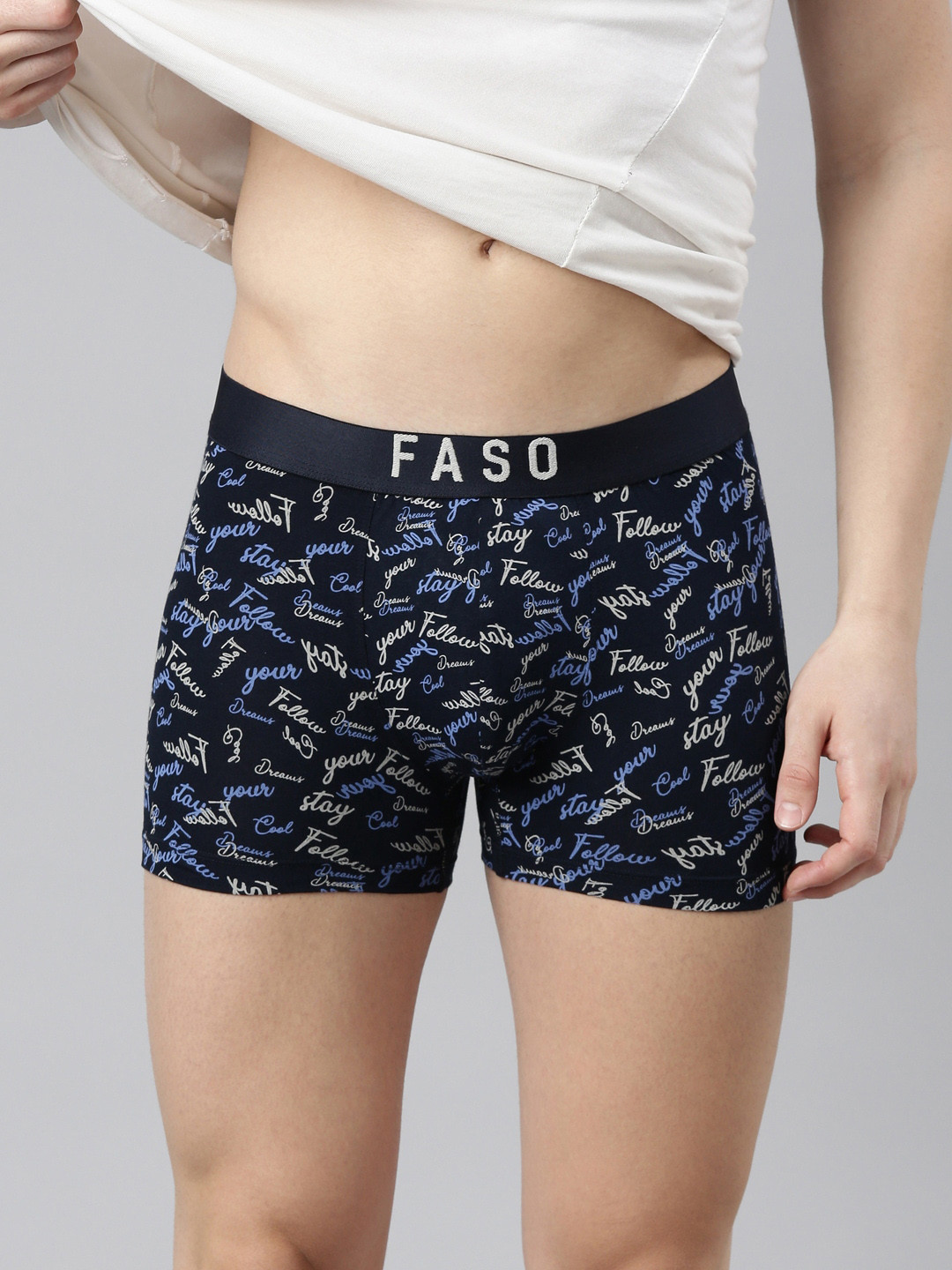 FASO Printed Organic Cotton Trunks FS2009-SQ-NAVY1