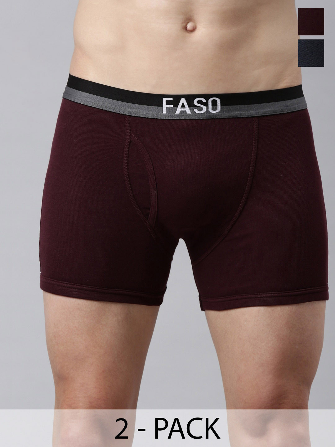 FASO Pack Of 2 Pure Cotton Trunks K204-SQ-PO2-BLUENIGHTS-PURPLE