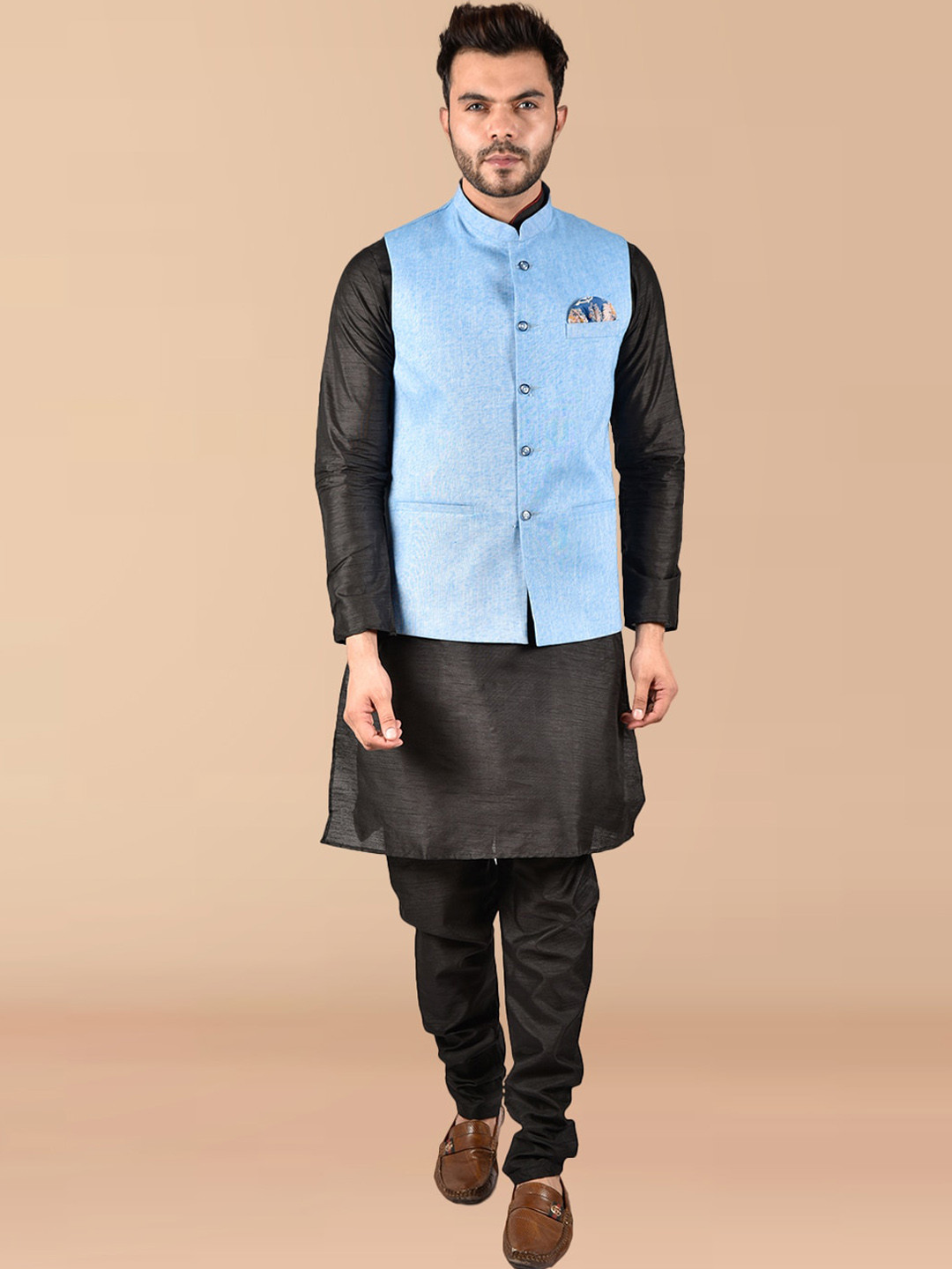 PRINTCULTR Pure Silk Kurta & Churidar With Nehru jacket