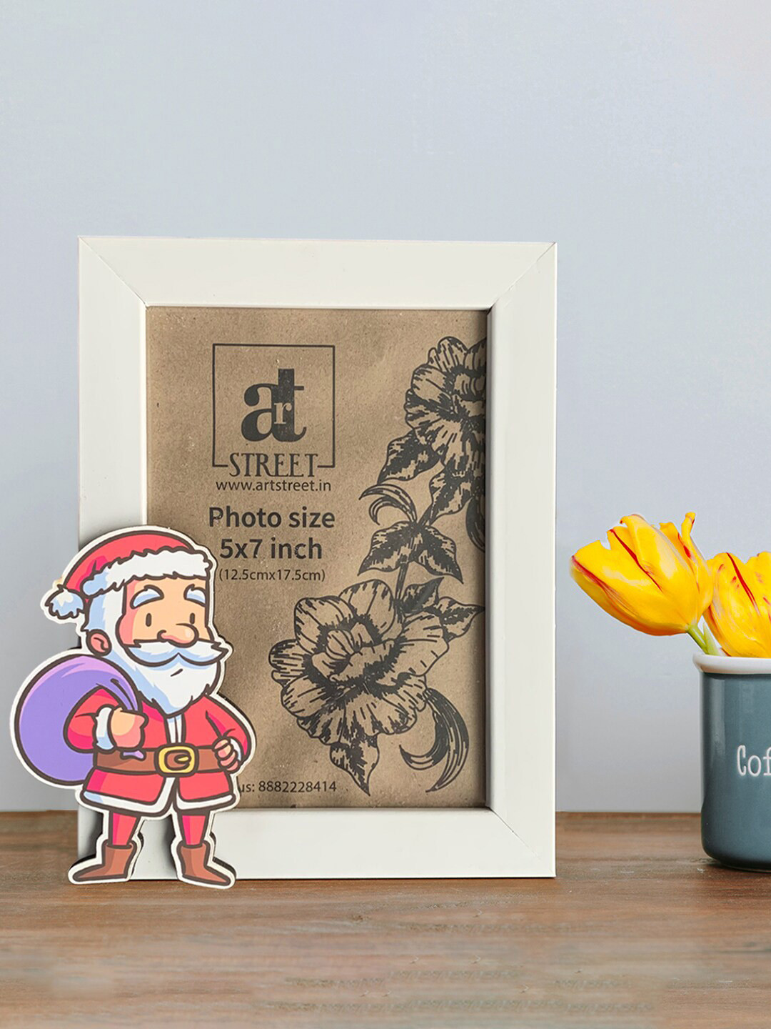 Art Street White Santa Cut-Out Detailed MDF Wood Photo Frame