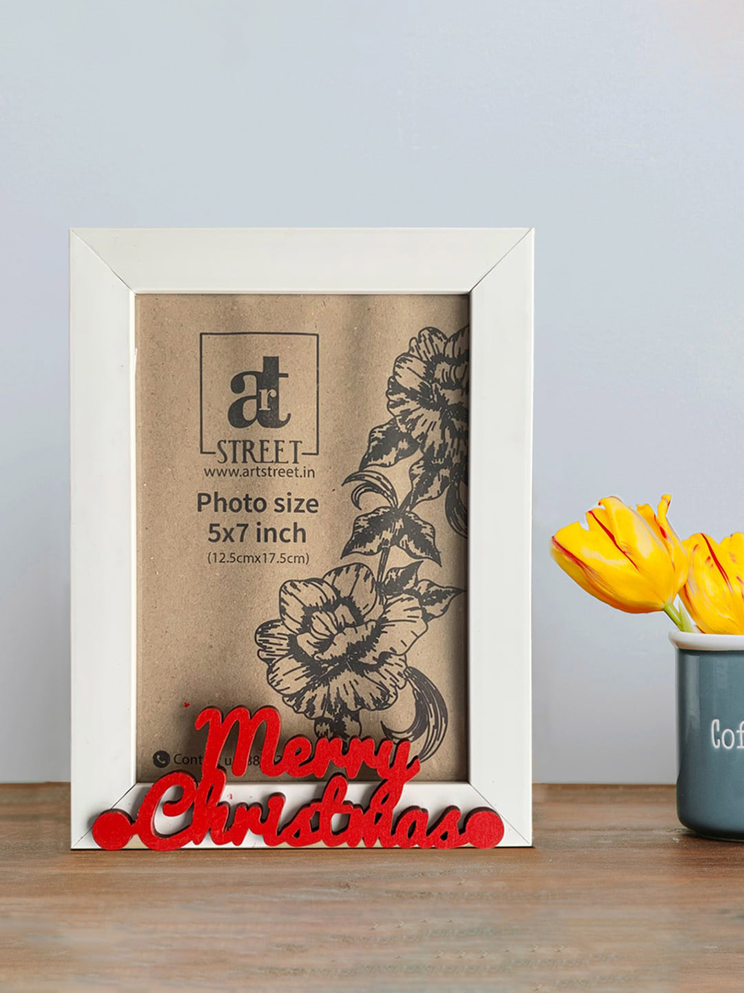 Art Street White Merry Christmas Cut-Out Detailed Wooden Photo Frame