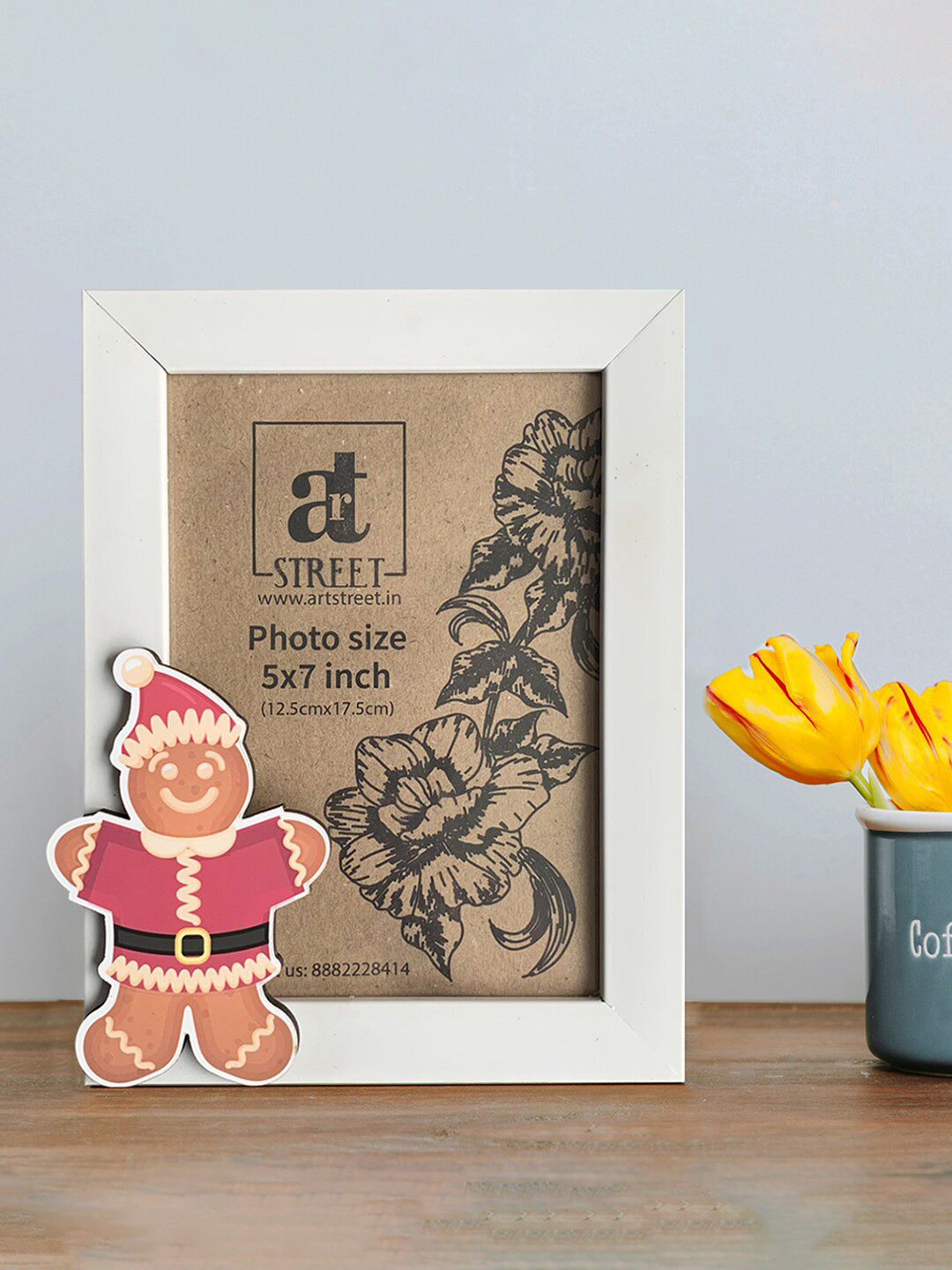 Art Street White Santa Teddy Cut-Out Detailed Wooden Photo Frame