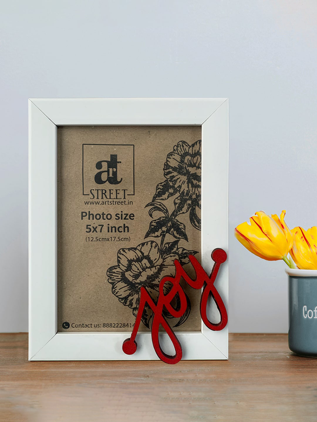 Art Street White & Red Wooden Cutout Photo Frame