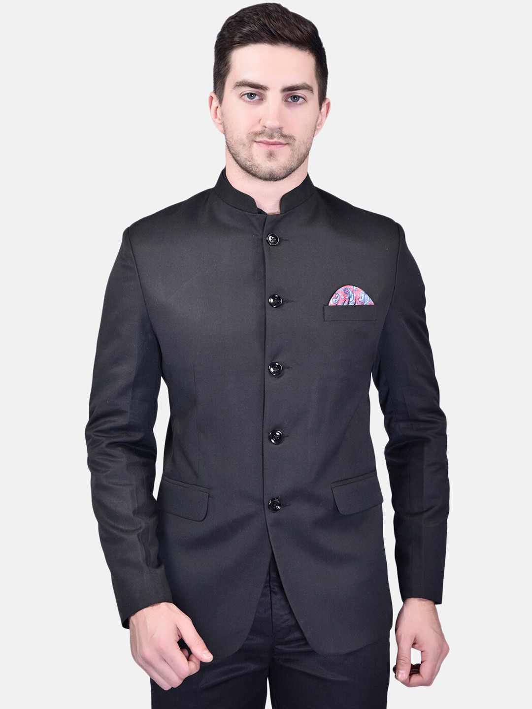 PRINTCULTR Mandarin Collar Long Sleeves Bandhgala Blazers