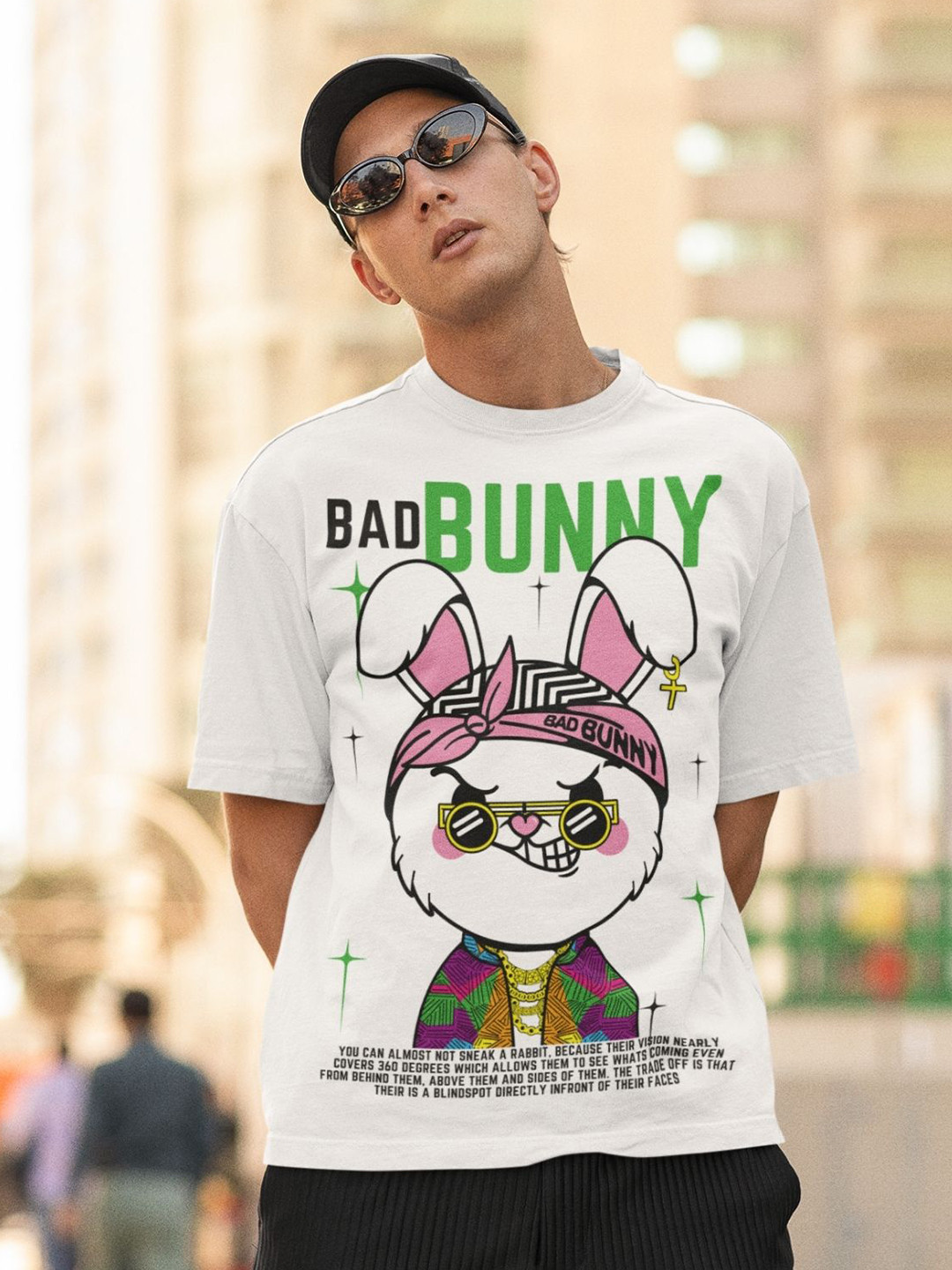 CAPTCHA Bad Bunny Printed Drop-shoulder Pure Cotton Oversized Tshirt