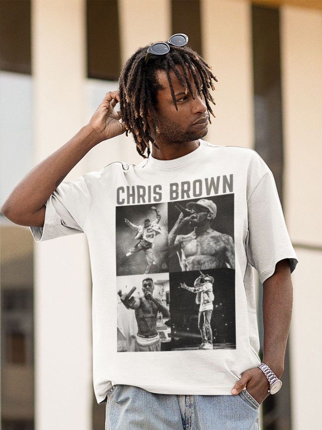 CAPTCHA Chris Brown Printed Drop-shoulder Pure Cotton Oversized Tshirt