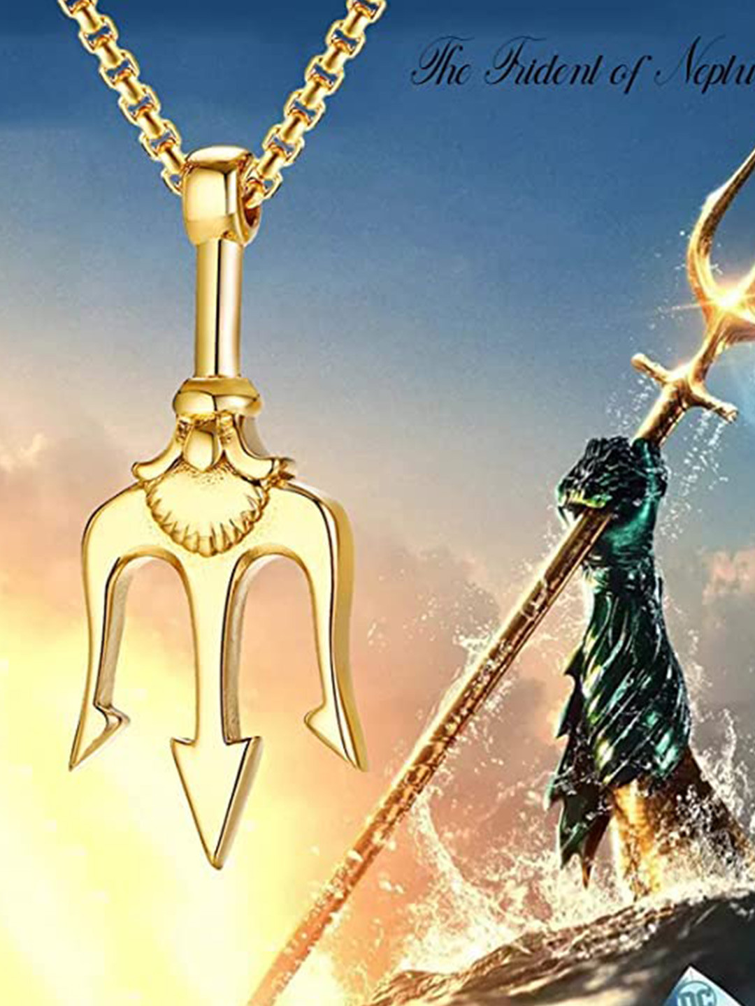 MEENAZ Men Gold-Plated Trishul-Charm Pendant With Chain