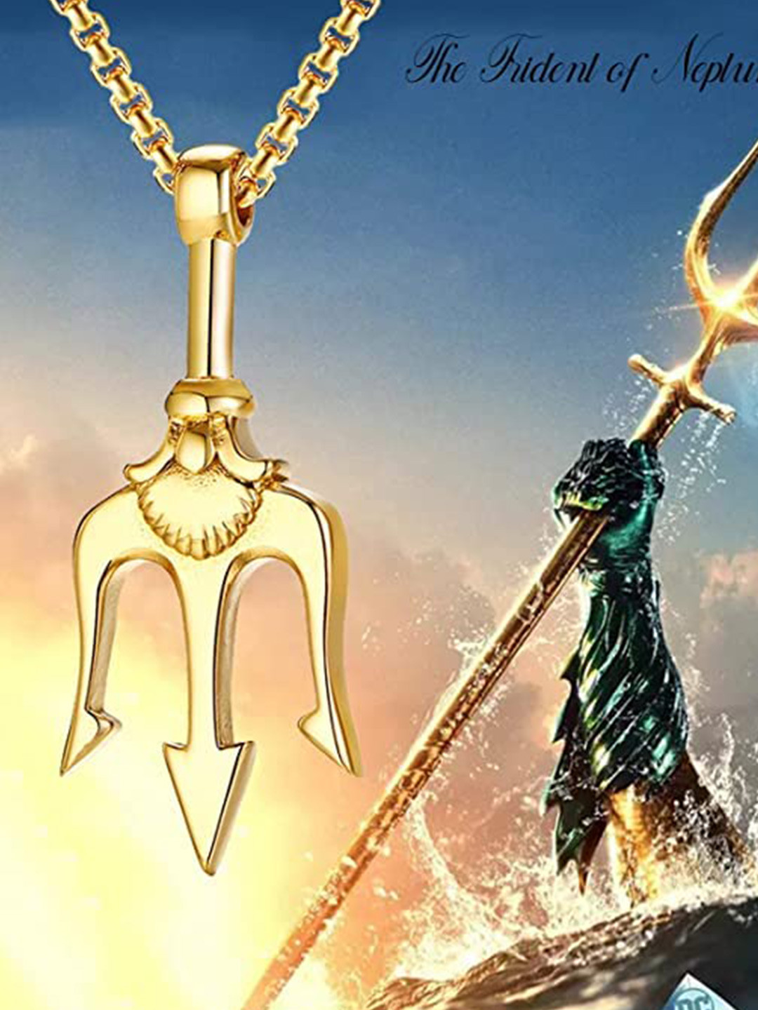 MEENAZ Textured Trishul-Charm Pendant With Chain