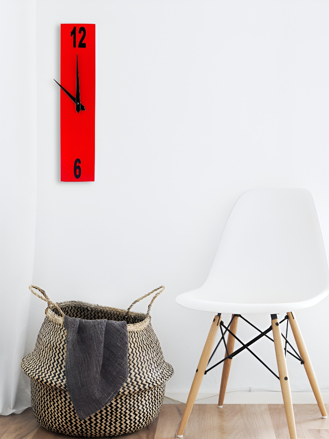 Crimson Knot Red & Black Rectangular Contemporary Wall Clock