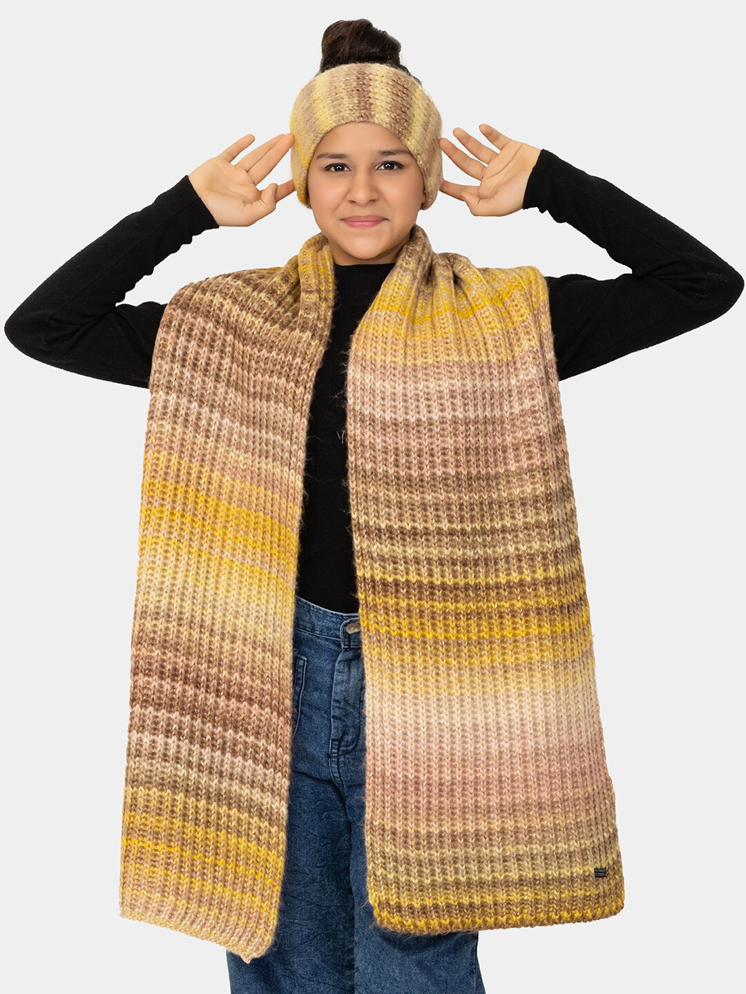 513 Girls Self Design Acrylic Headband and Muffler Set