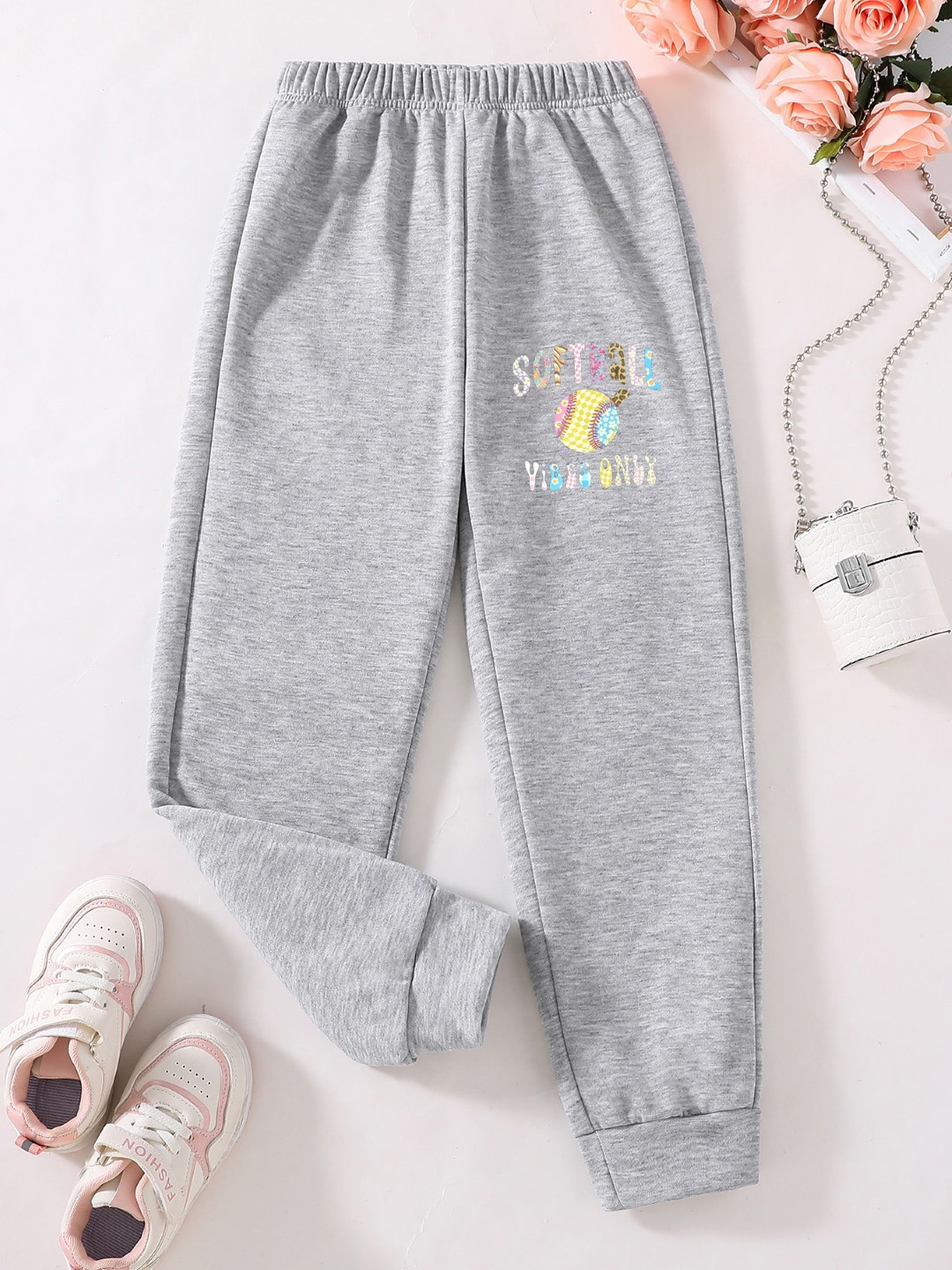StyleCast Girls Grey Original Graphic Printed Joggers