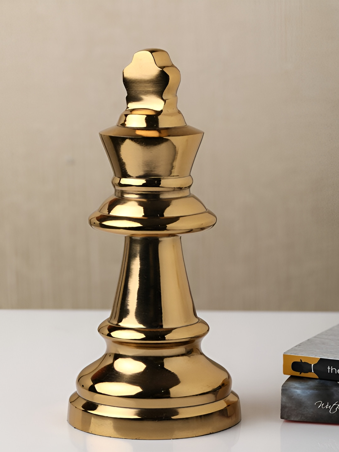 Decor de Maison Chess King Gold Metal Metallic Living Room Large Showpiece - 10.4 Inches