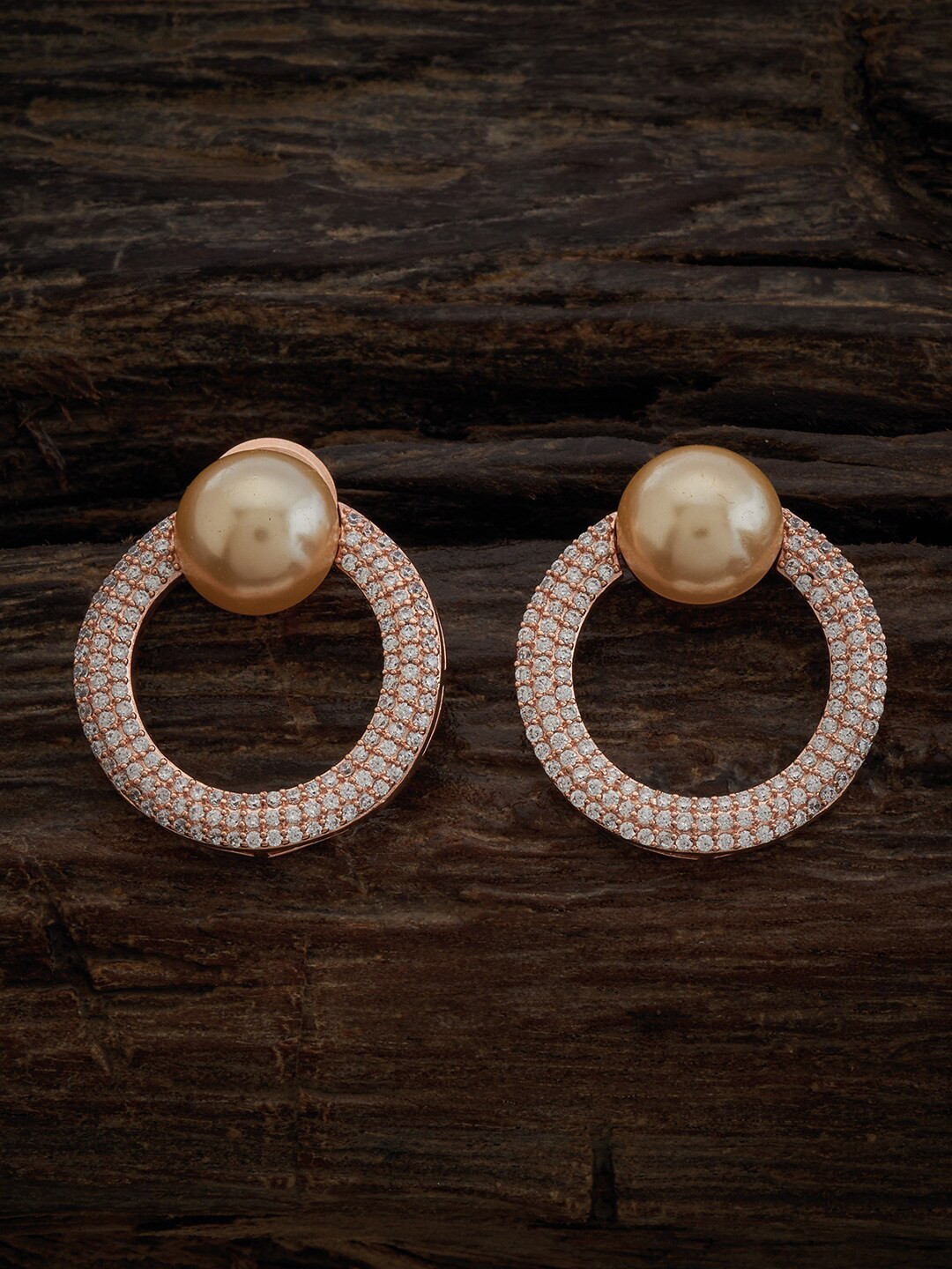 Kushal's Fashion Jewellery Gold Plated Ruby & Zircon Embellished Bridal Dome  Jhumkas