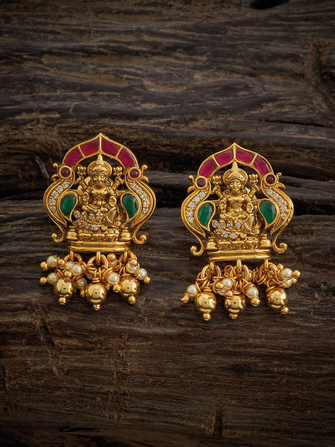 Kushal's Fashion Jewellery Embellished Bridal Gold Plated 92.5 Silver Studs Earrings