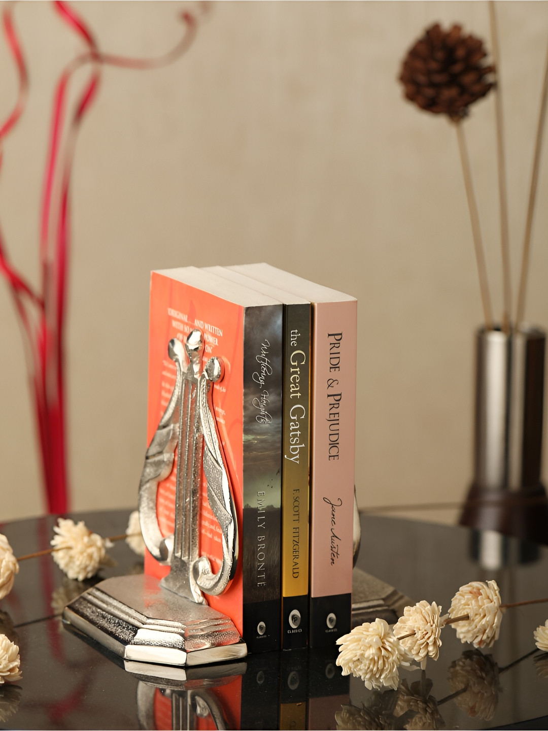 Decor de Maison Spade's Bookend Silver Metal Metallic Prayer Room Set of 2 Medium Showpieces - 2.5 Inches